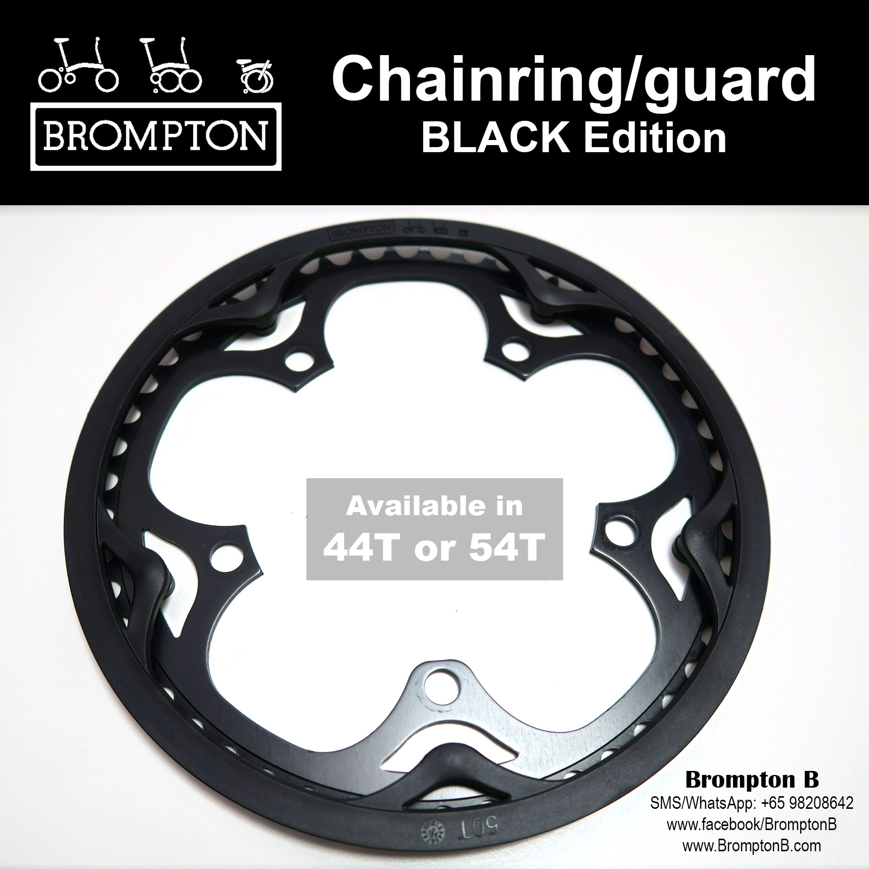 BROMPTON 44T/50T/54T Chainring (Black/Silver)