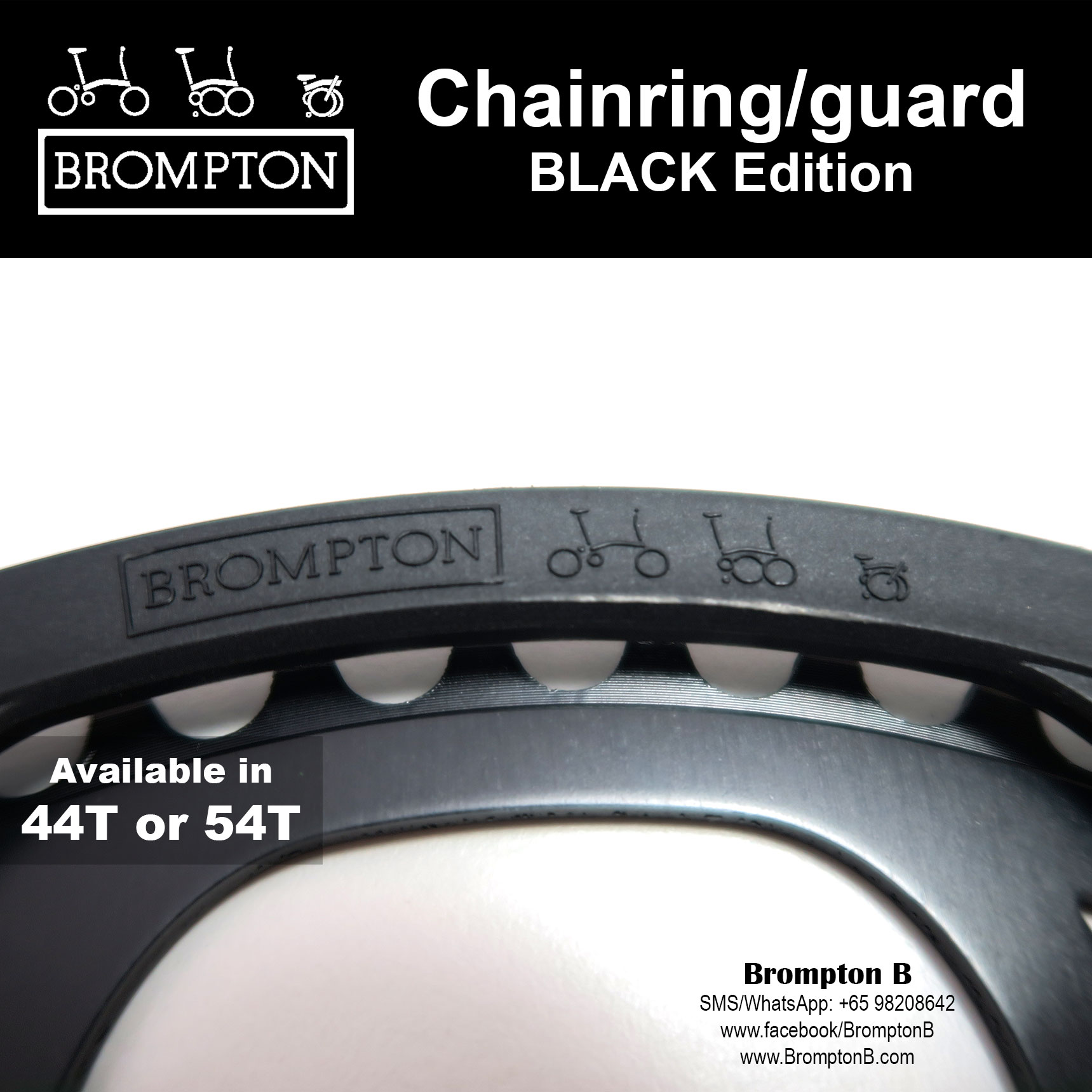 BROMPTON 44T/50T/54T Chainring (Black/Silver) - Image 4