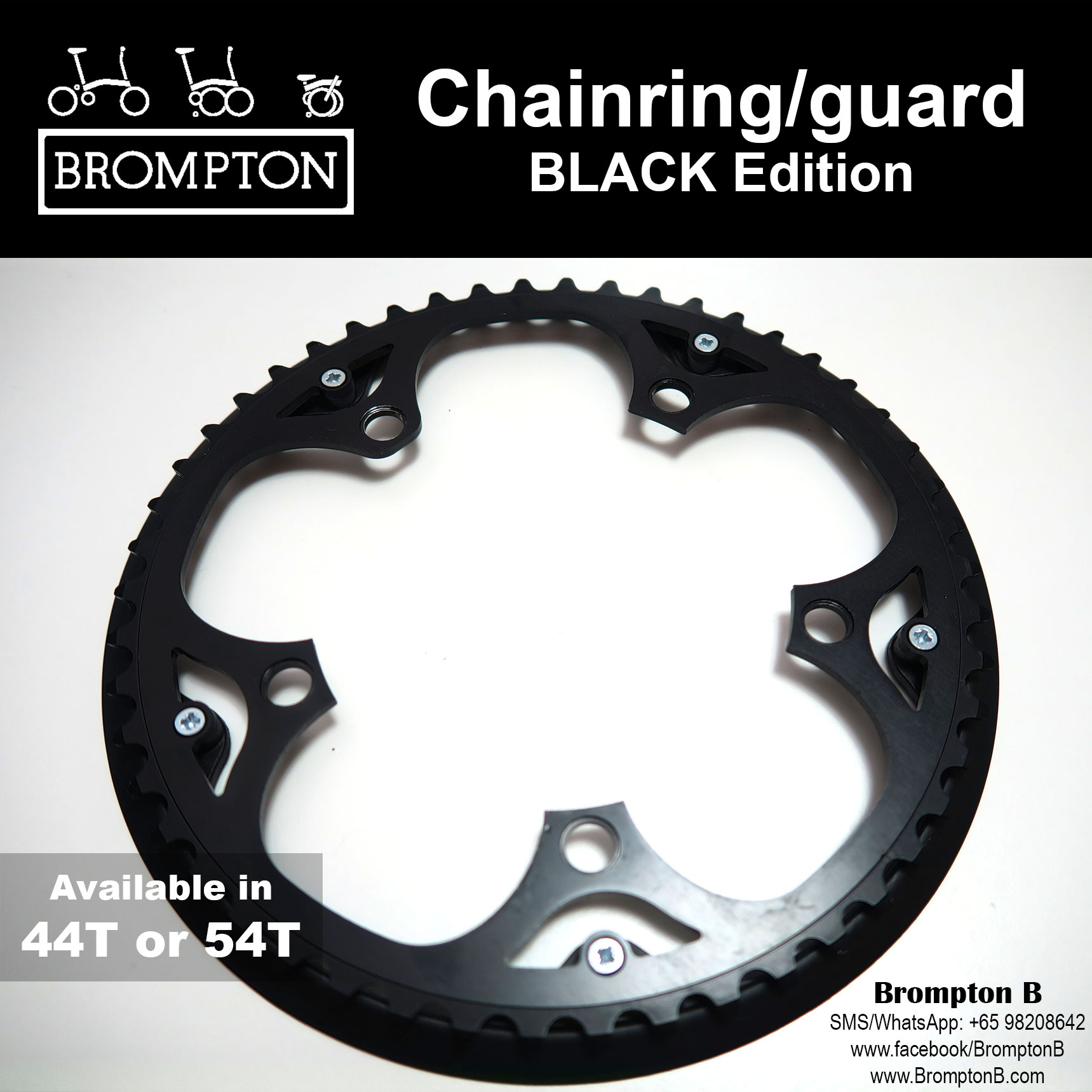 BROMPTON 44T/50T/54T Chainring (Black/Silver) - Image 2