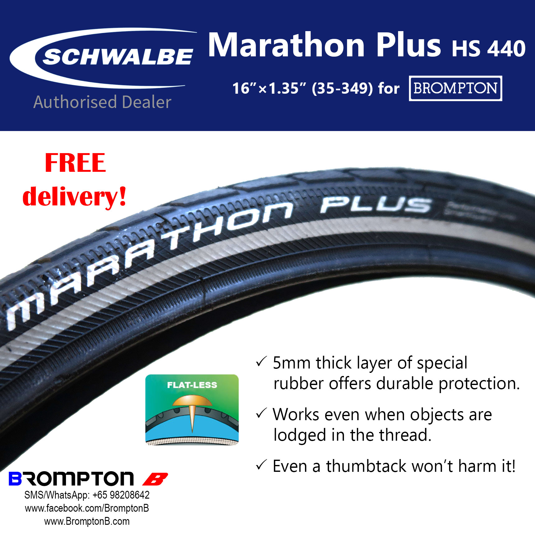 Schwalbe Marathon Plus HS 440 35-349 Tyre for Brompton - Image 4