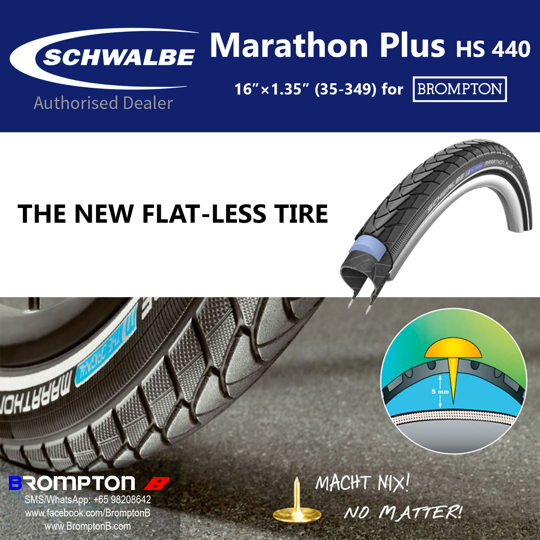Schwalbe Marathon Plus HS 440 35-349 Tyre for Brompton - Image 3