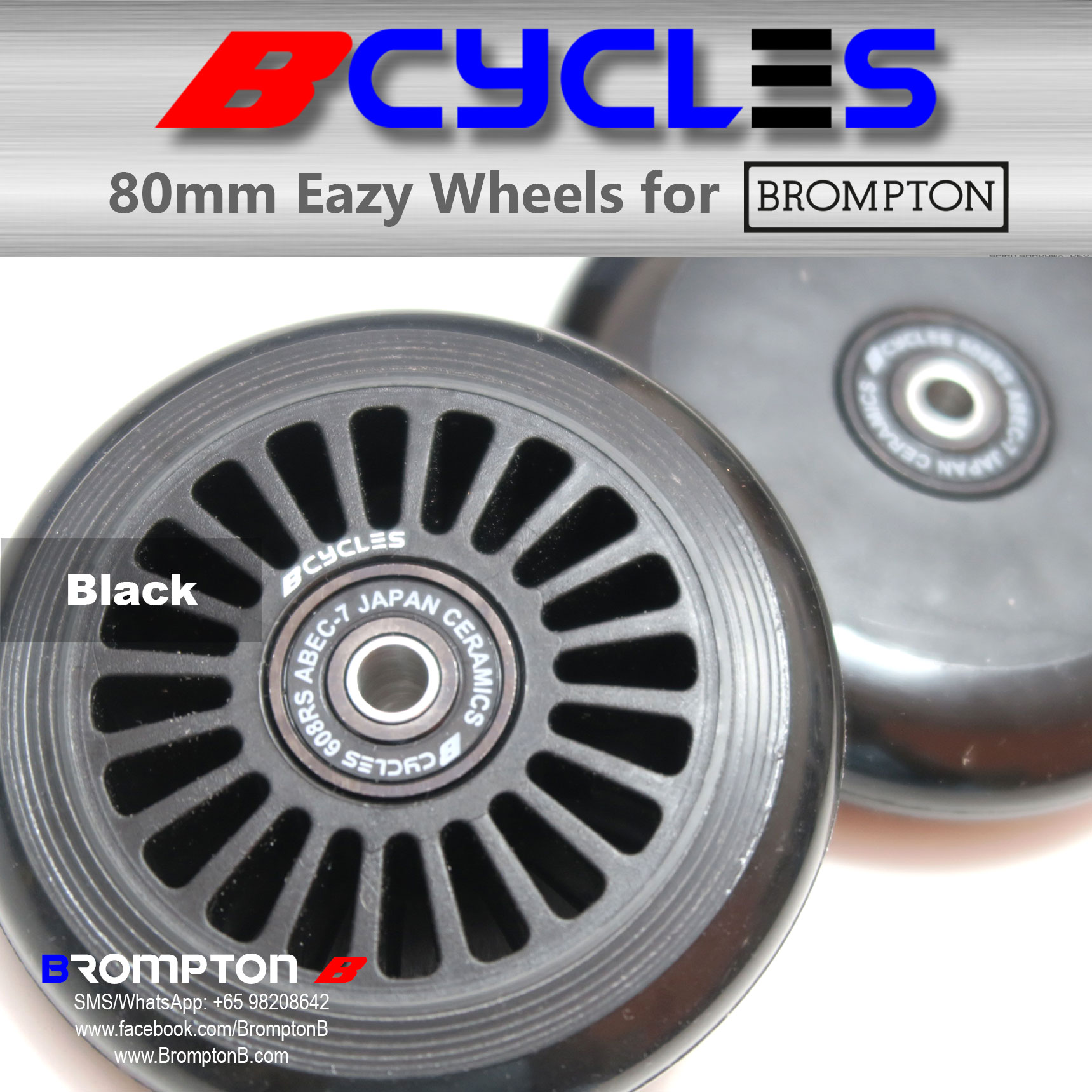 B-Cycles 80mm Eazy Wheels (for Bromptons) - Image 2