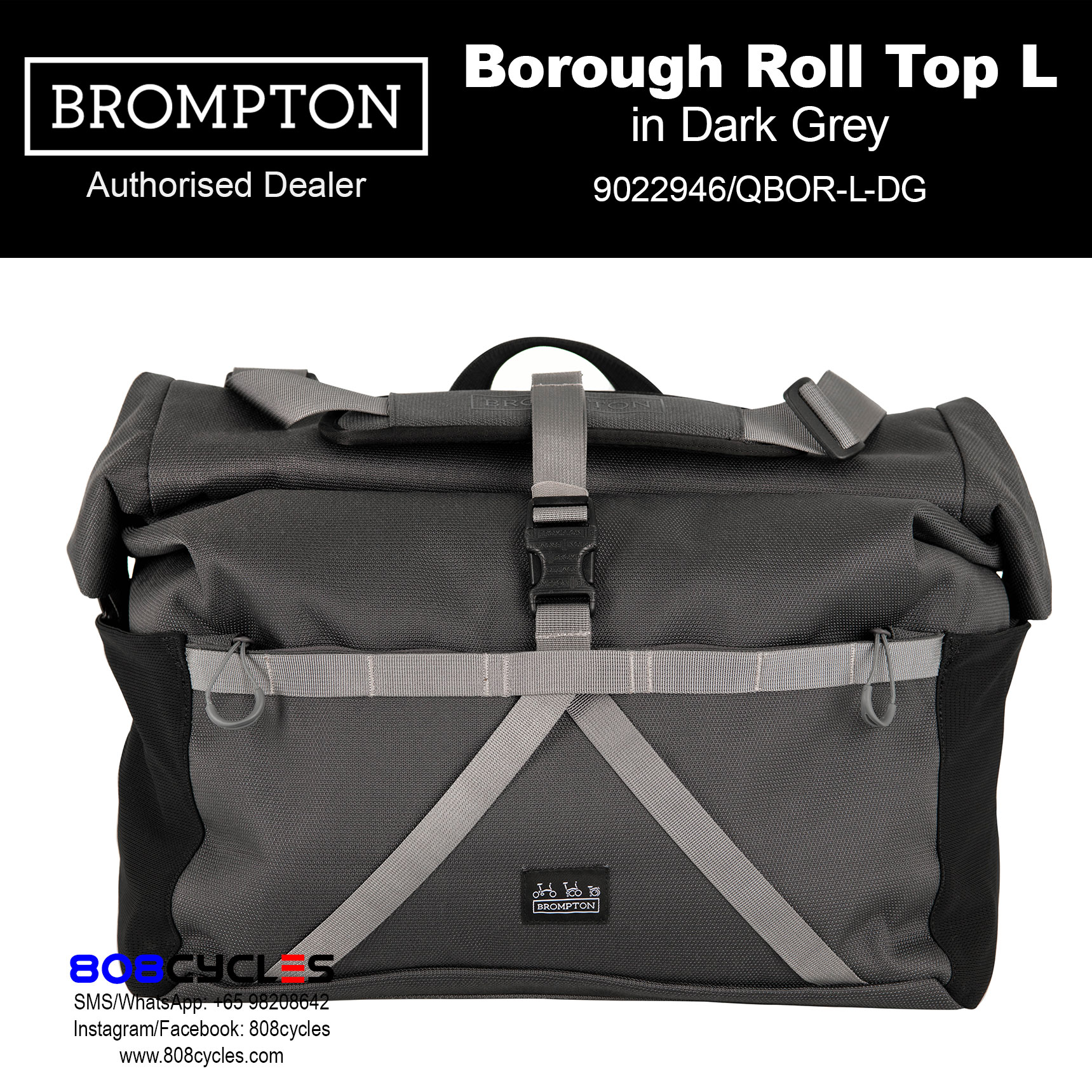 Brompton Borough Roll Top Bag Large – Dark Grey - Image 3