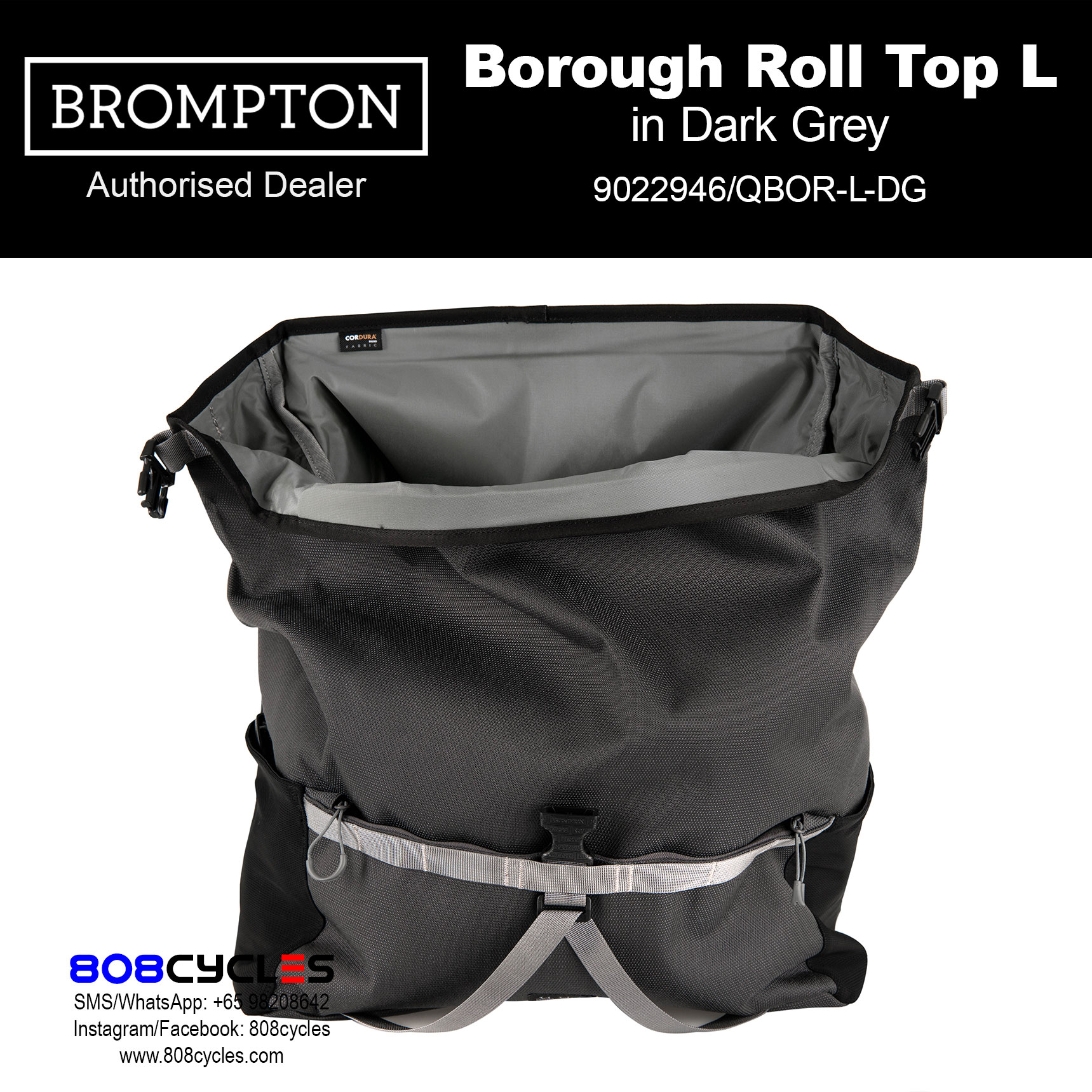 Brompton Borough Roll Top Bag Large – Dark Grey - Image 7