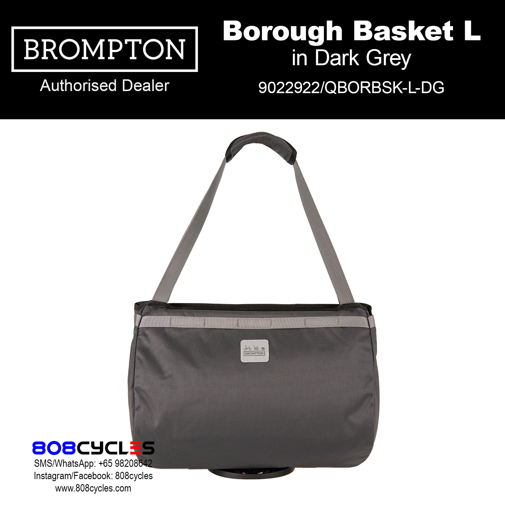 Brompton Borough Basket Bag Large 23L – Dark Grey - Image 3