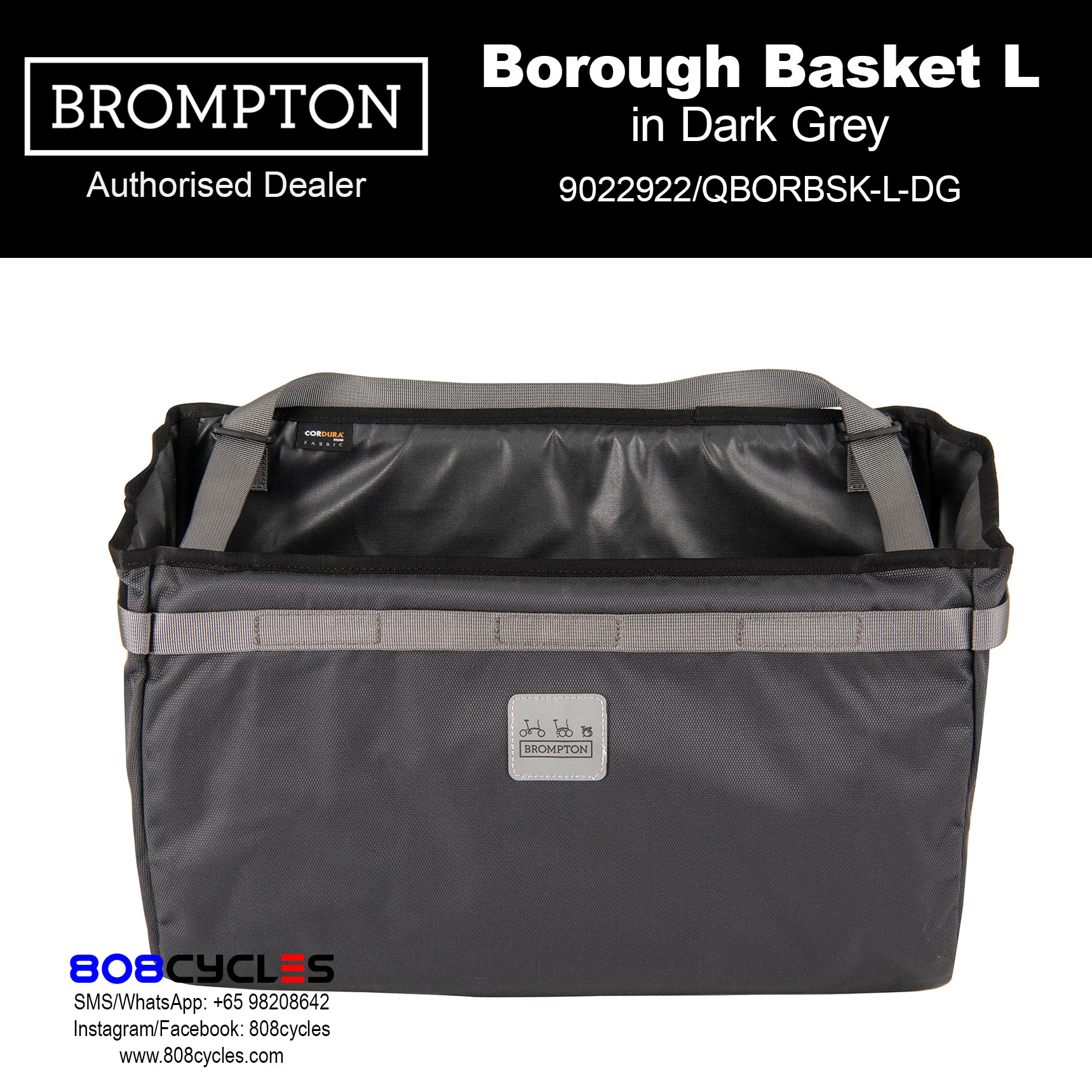 Brompton Borough Basket Bag Large 23L – Dark Grey