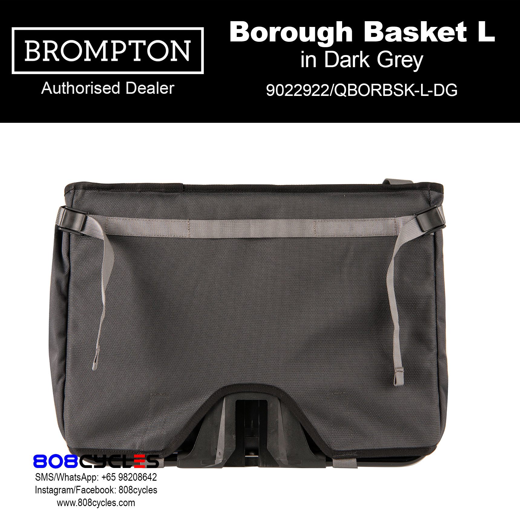 Brompton Borough Basket Bag Large 23L – Dark Grey - Image 6