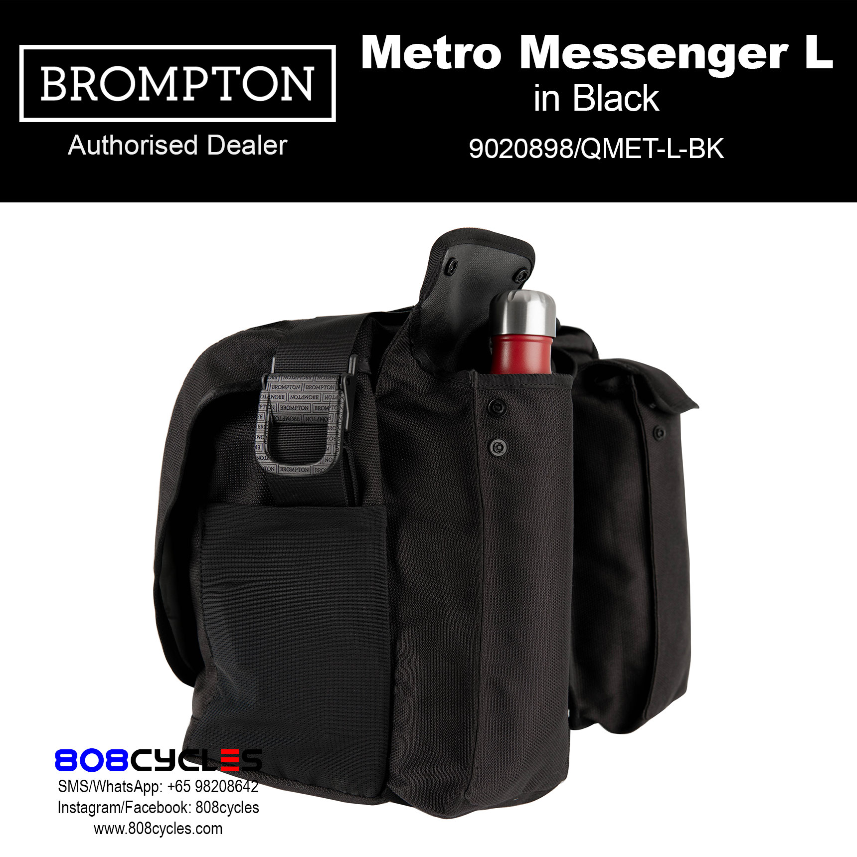 Brompton Metro Messenger Bag Large – Black - Image 3