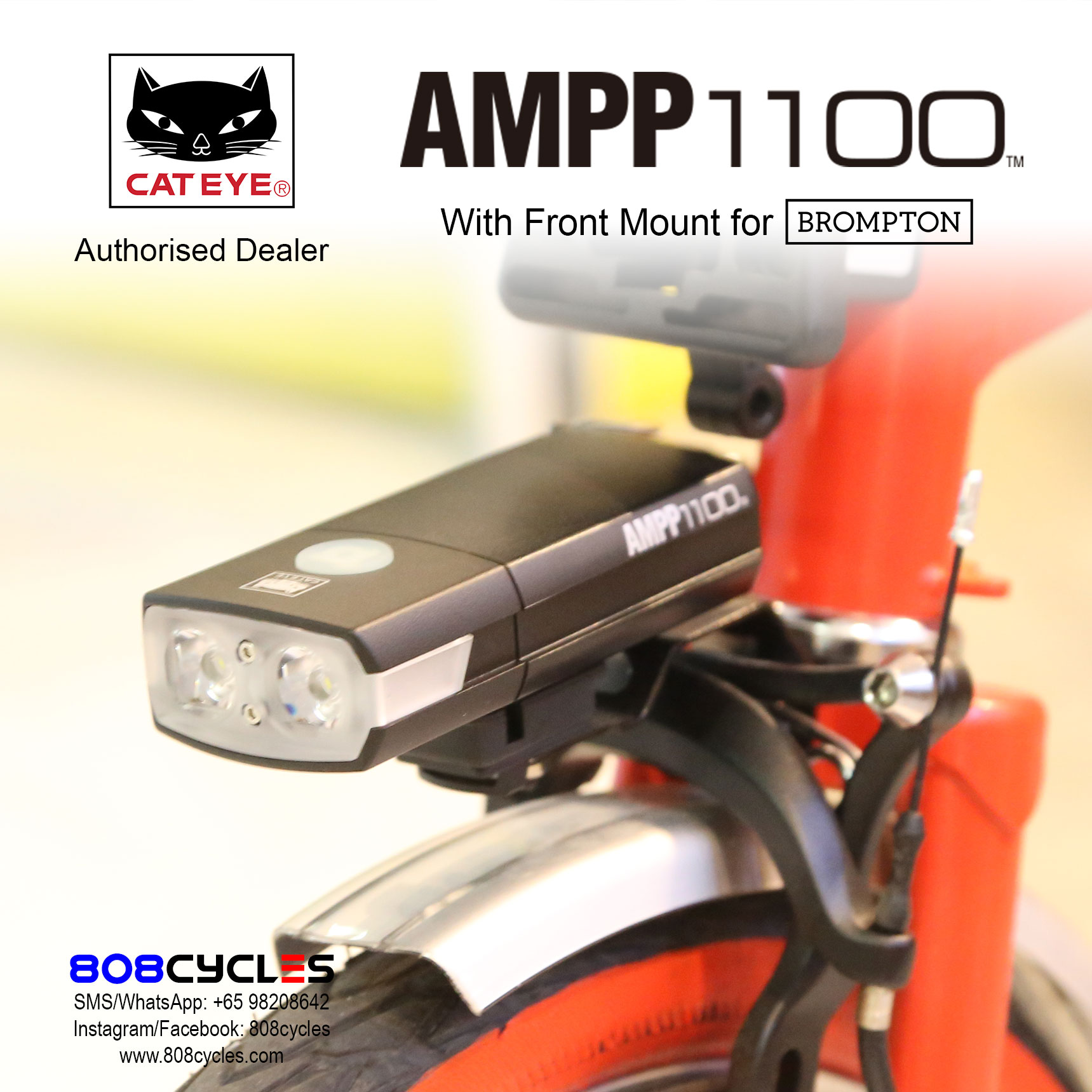Cateye AMPP1100 with Front Mount for Bromptons