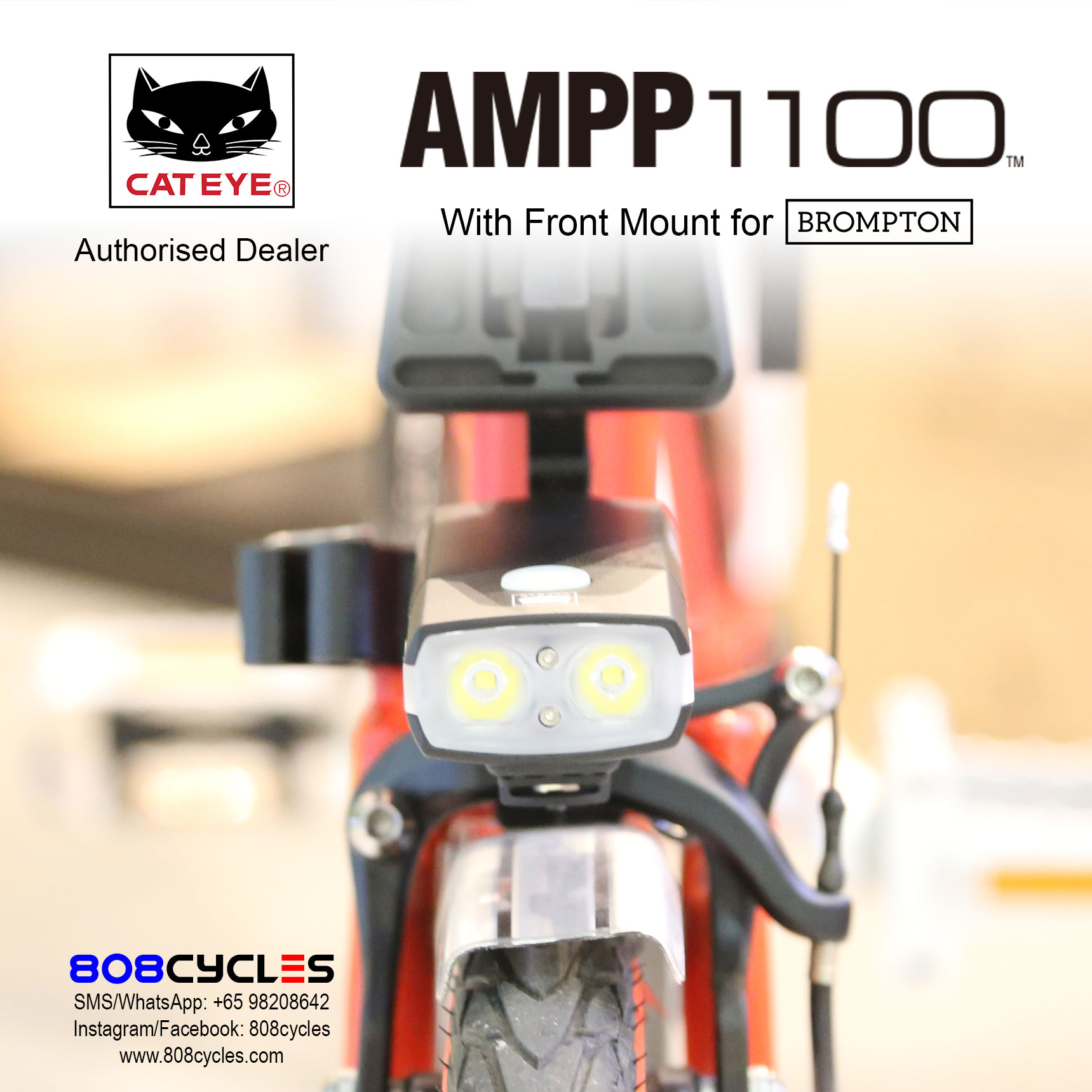 Cateye AMPP1100 with Front Mount for Bromptons - Image 3