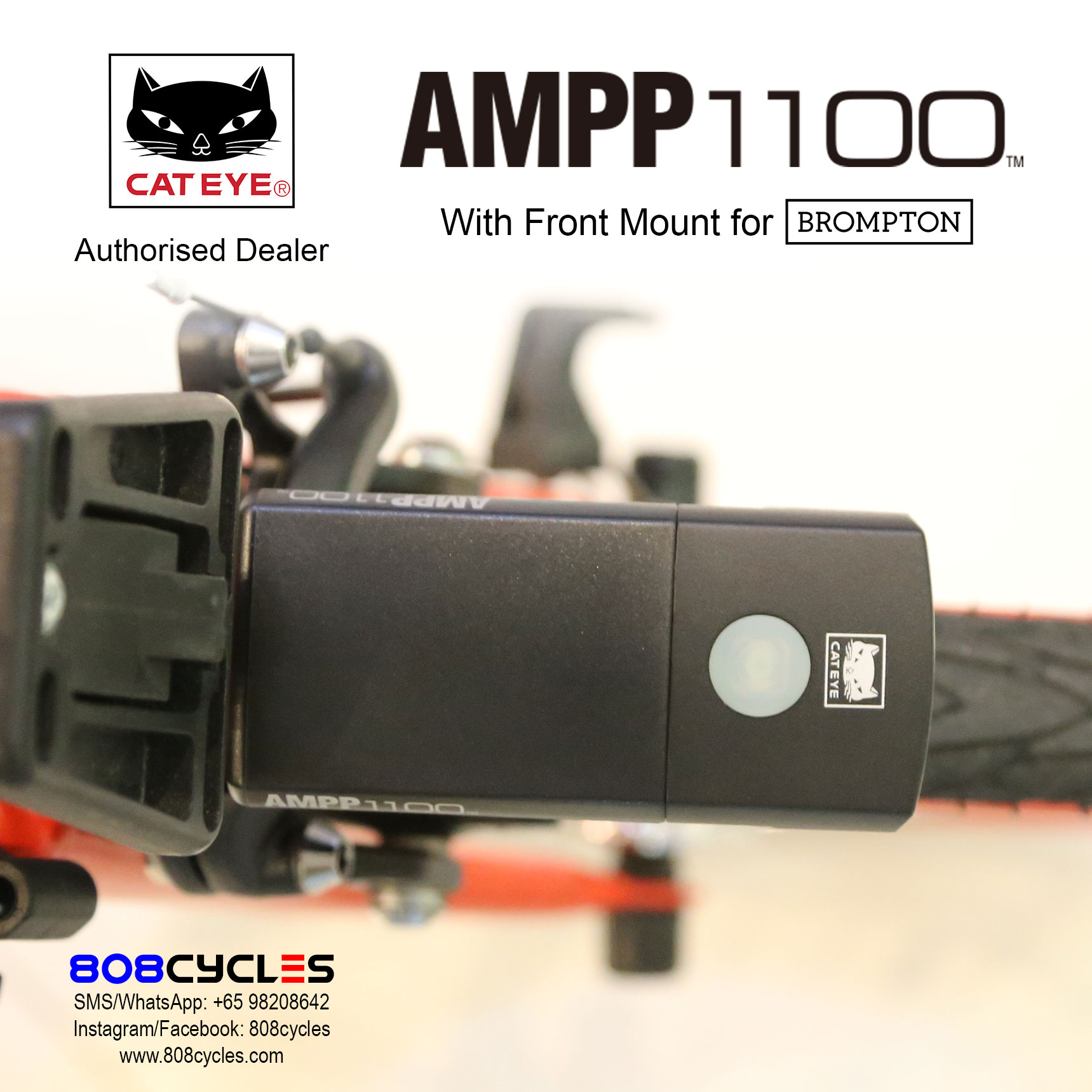 Cateye AMPP1100 with Front Mount for Bromptons - Image 4