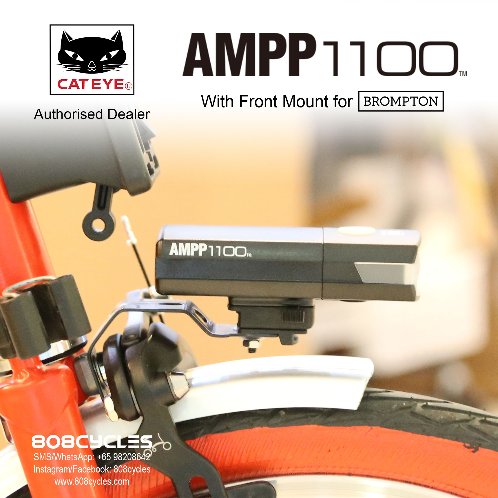 Cateye AMPP1100 with Front Mount for Bromptons - Image 5