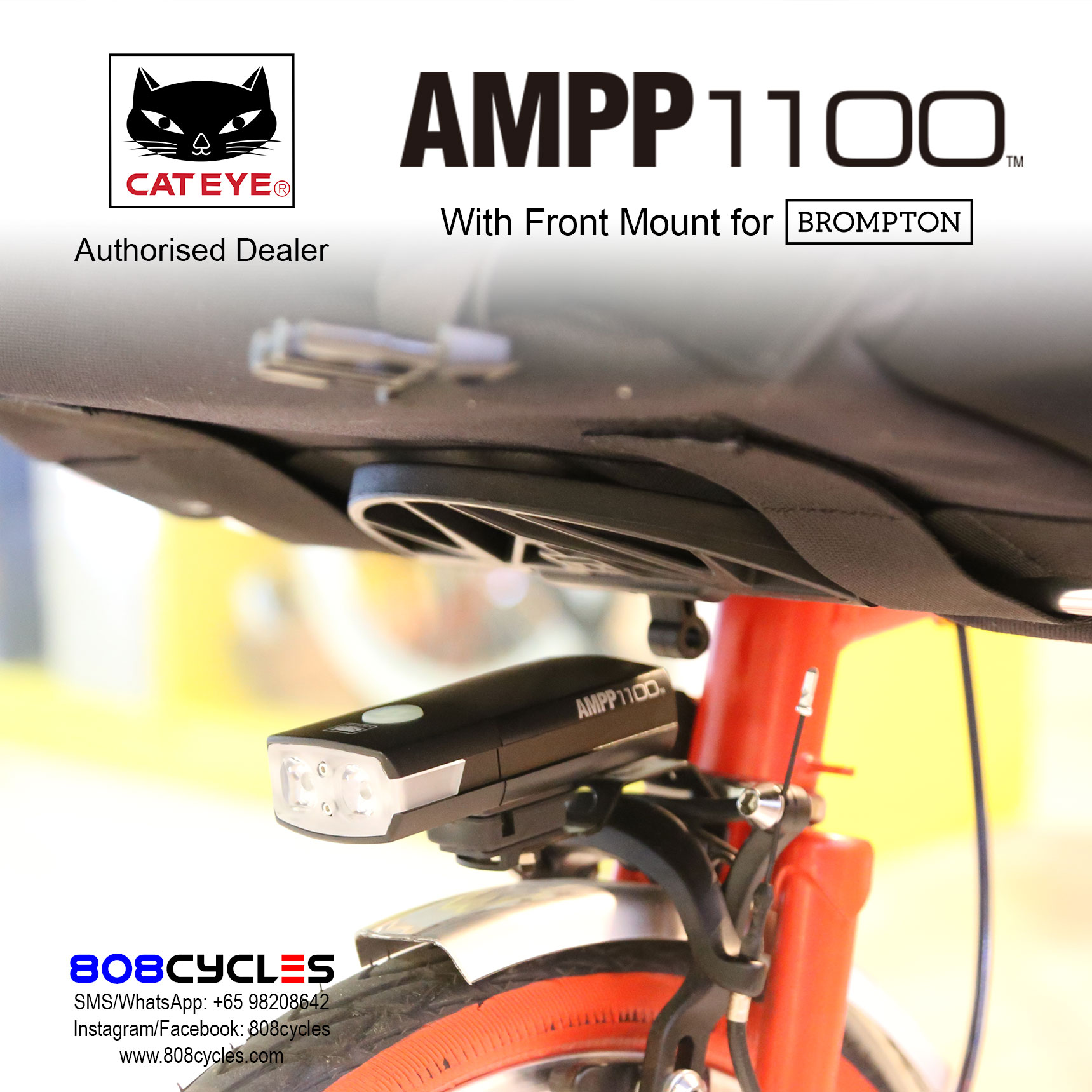 Cateye AMPP1100 with Front Mount for Bromptons - Image 6