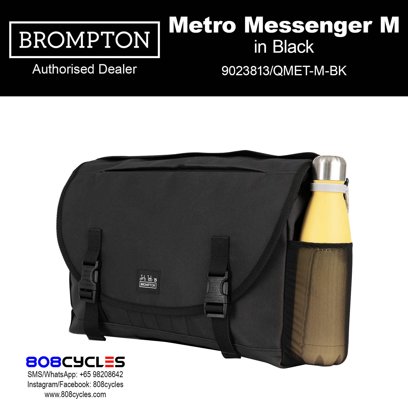 Brompton Metro Messenger Bag Medium – Black - Image 4