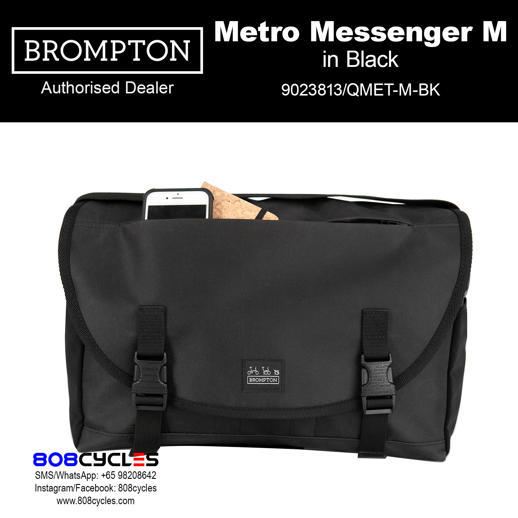 Brompton Metro Messenger Bag Medium – Black - Image 5