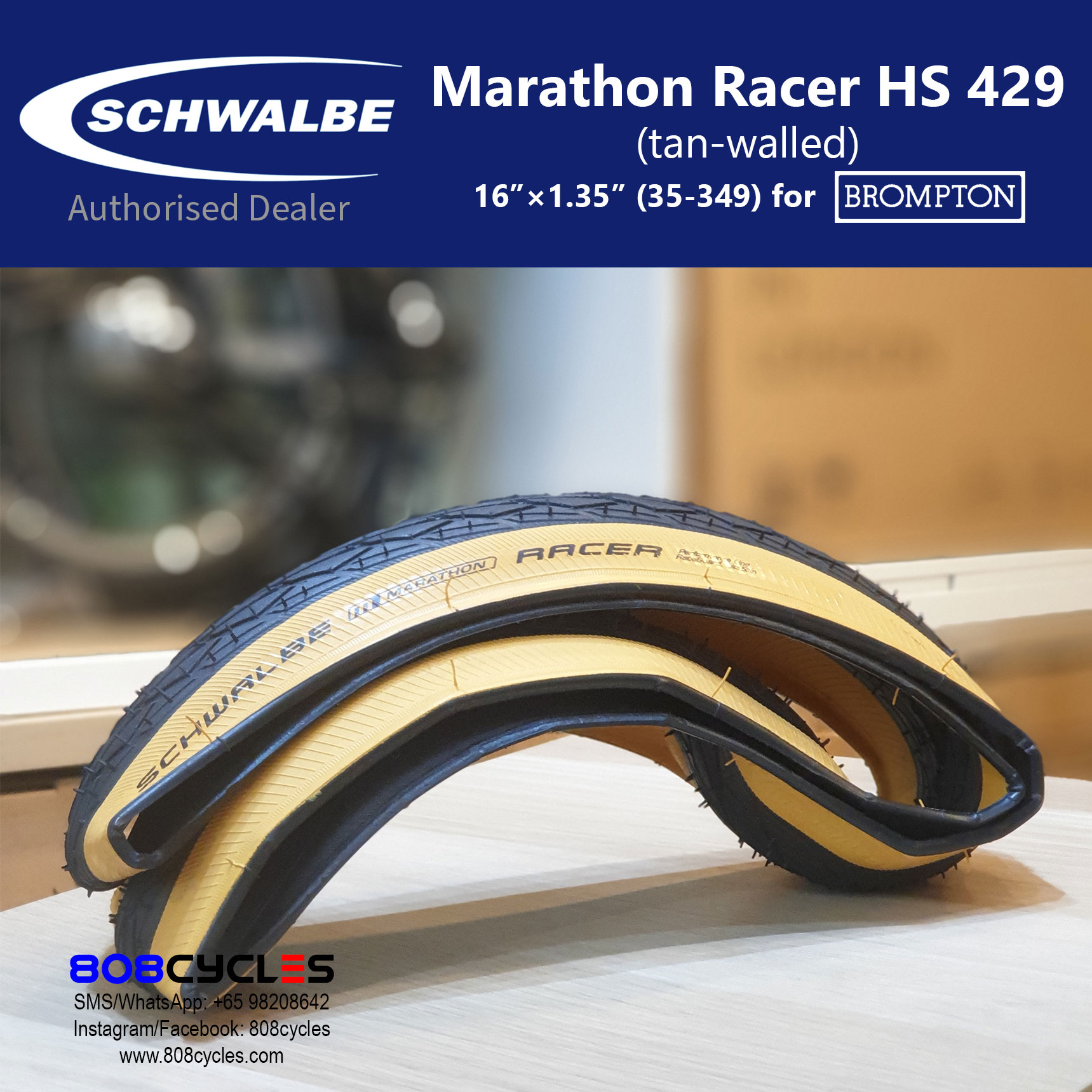 Schwalbe Marathon Racer 35-349 Folding Tyre for Brompton – Tanwall - Image 2