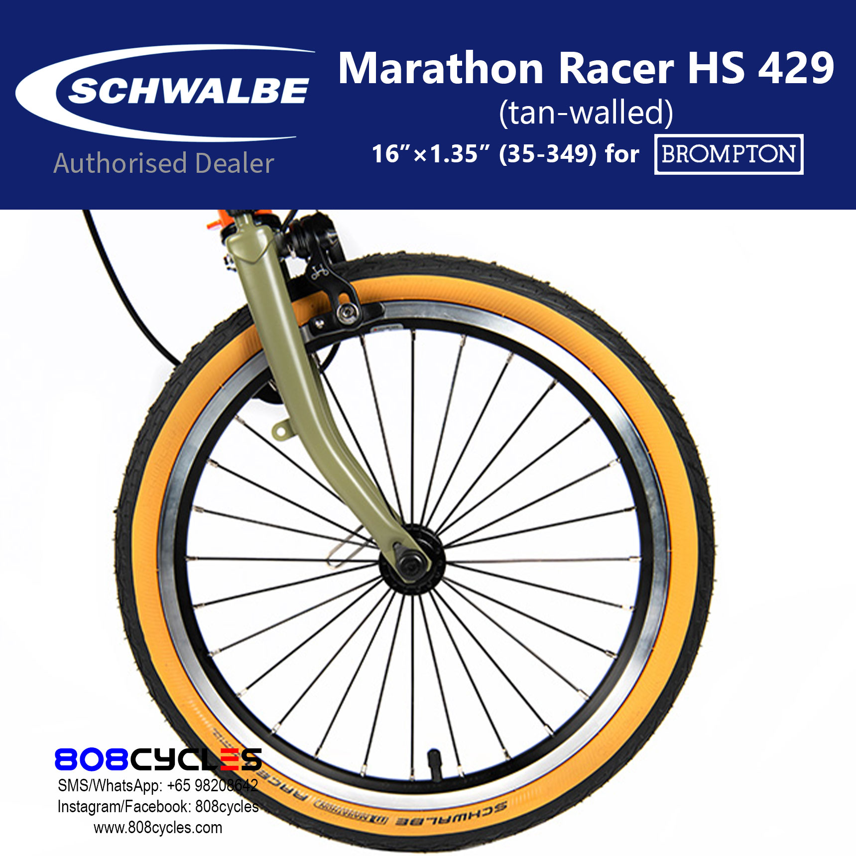 Schwalbe Marathon Racer 35-349 Folding Tyre for Brompton – Tanwall - Image 4