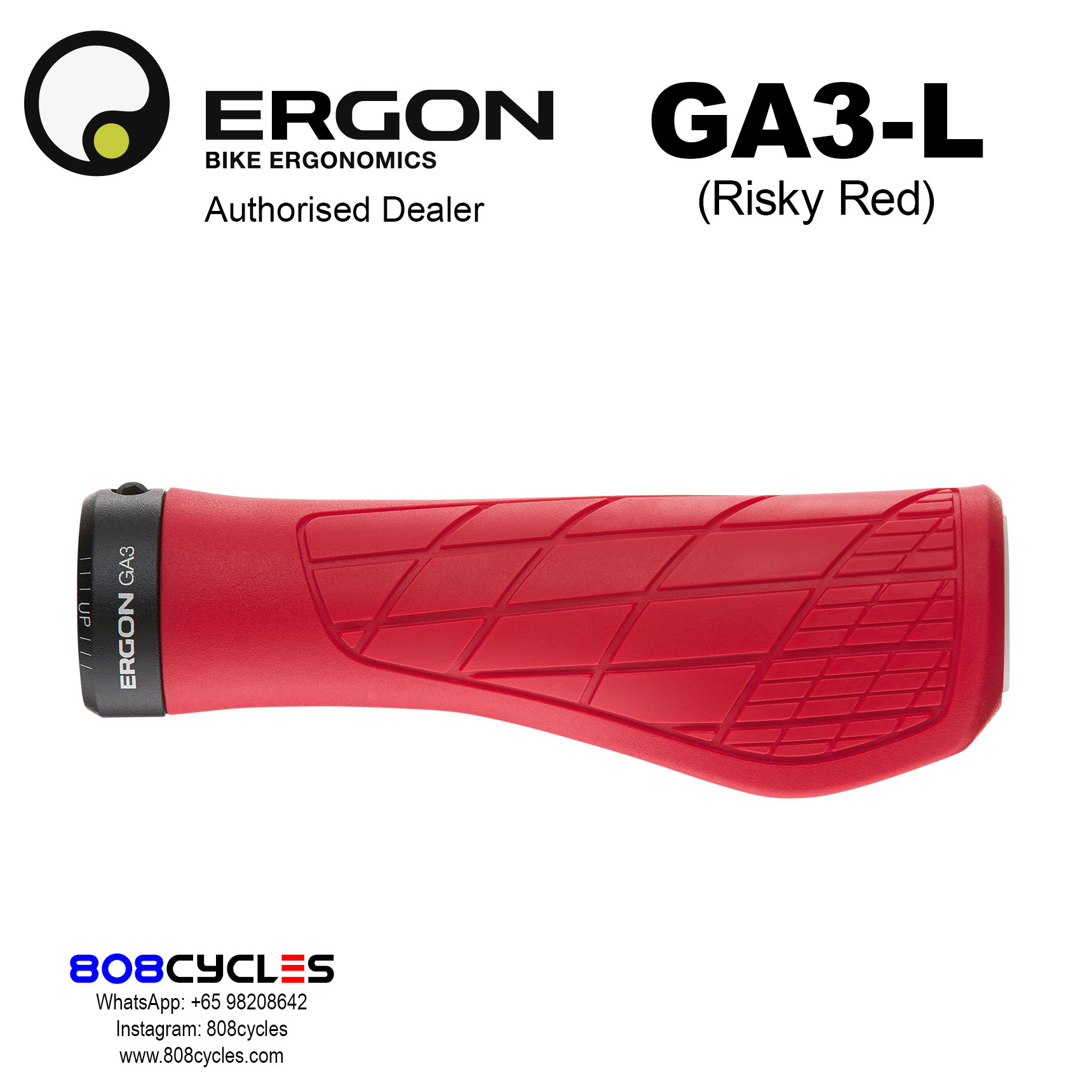 Ergon GA3-L Grips (Risky Red) - Image 3