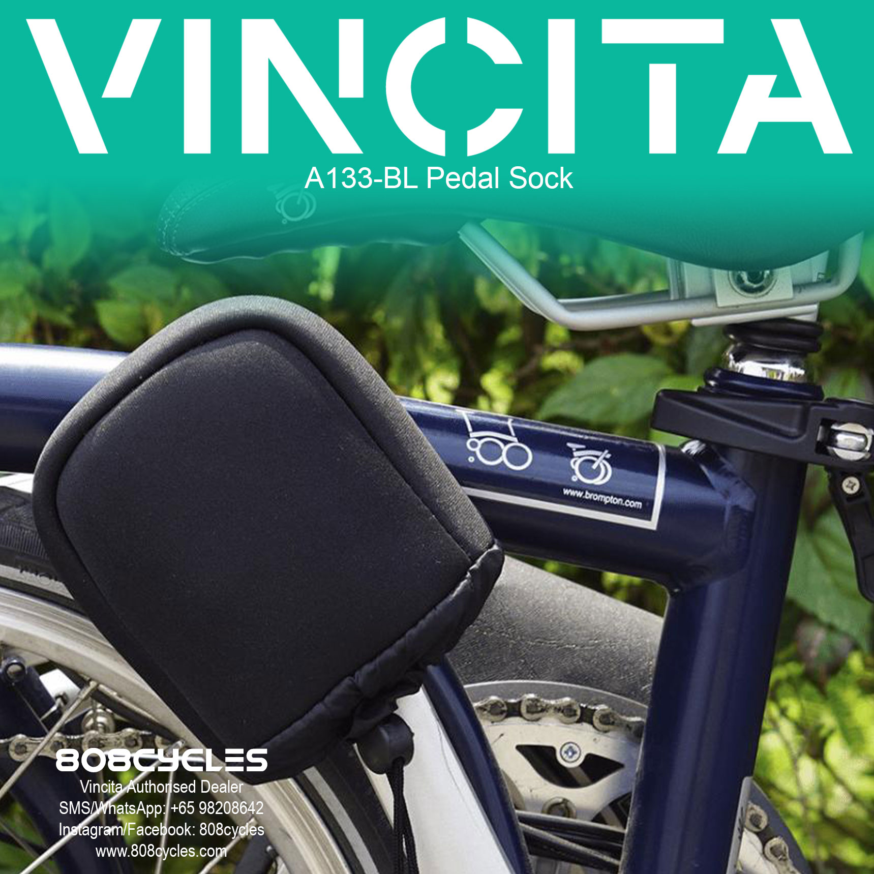 Vincita A133-BL Neoprene Pedal Socks for Folding Bikes - Image 2