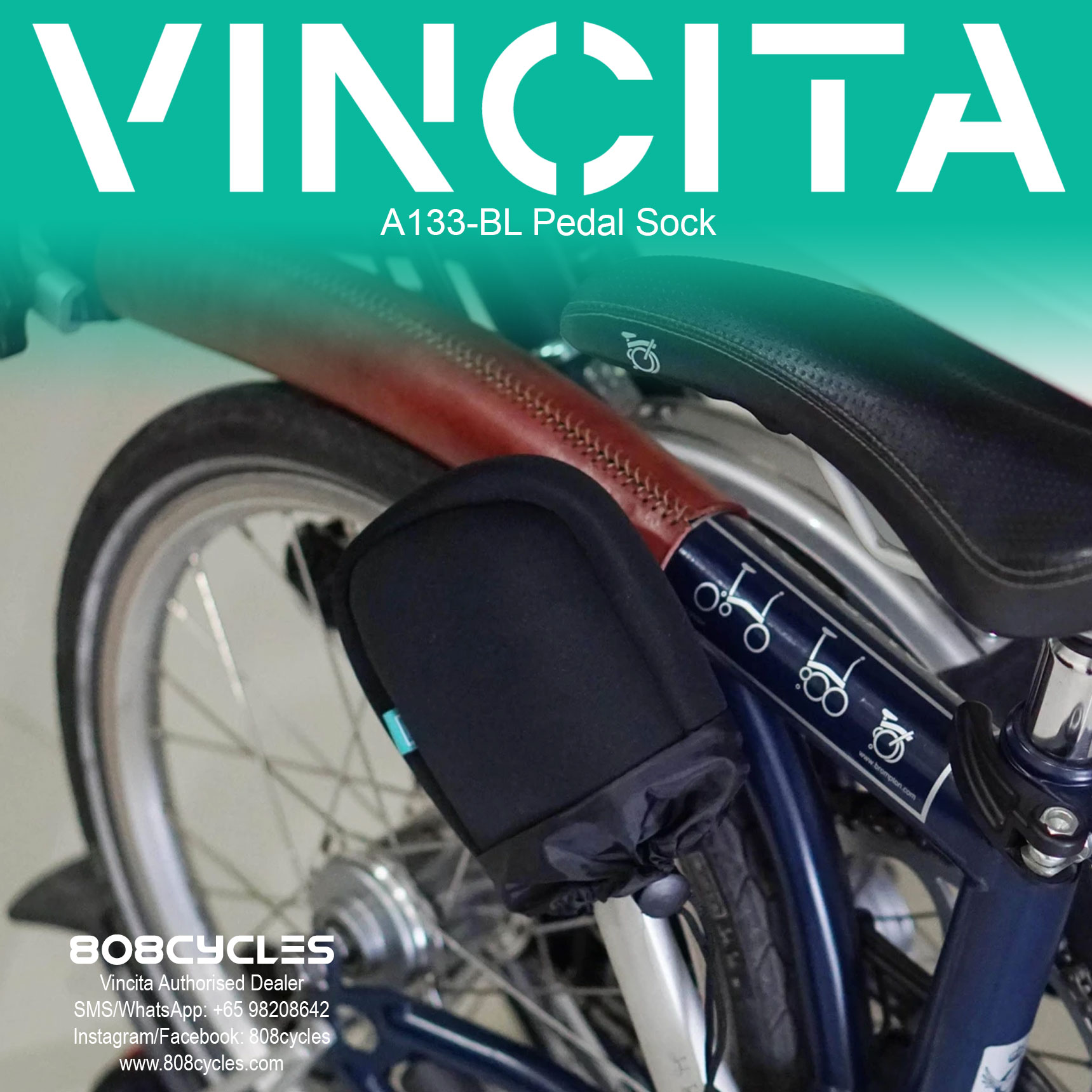 Vincita A133-BL Neoprene Pedal Socks for Folding Bikes - Image 3