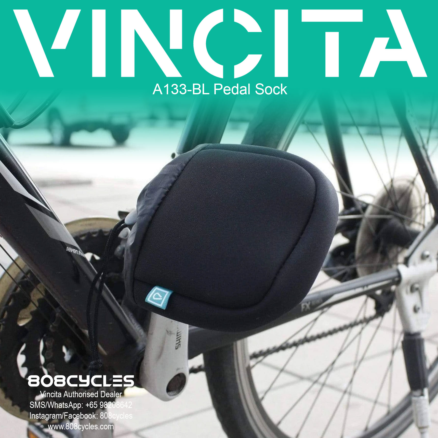 Vincita A133-BL Neoprene Pedal Socks for Folding Bikes - Image 4