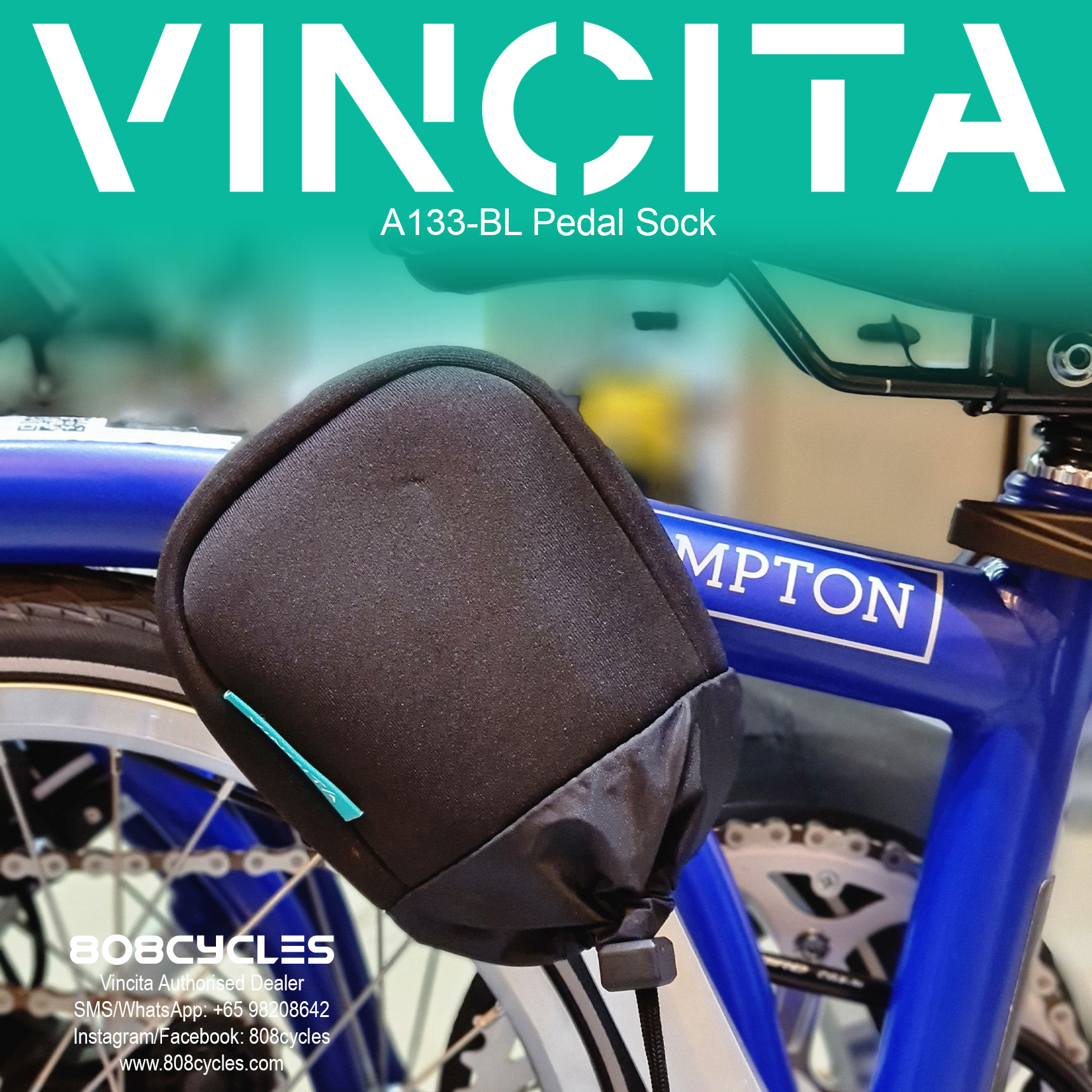 Vincita A133-BL Neoprene Pedal Socks for Folding Bikes