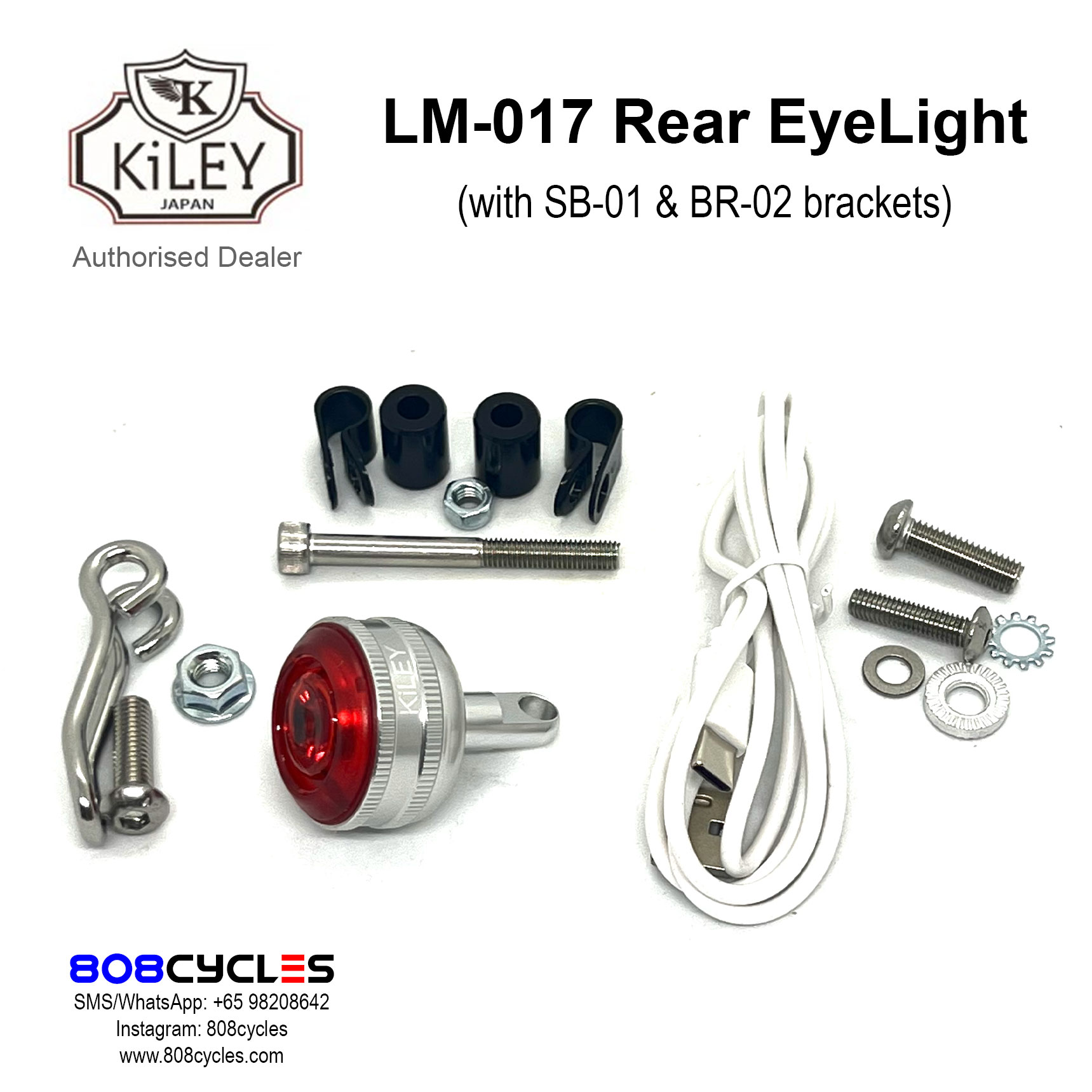 KiLEY LM017 Silver Rear Light + SB-01 + BR-02 - Image 5