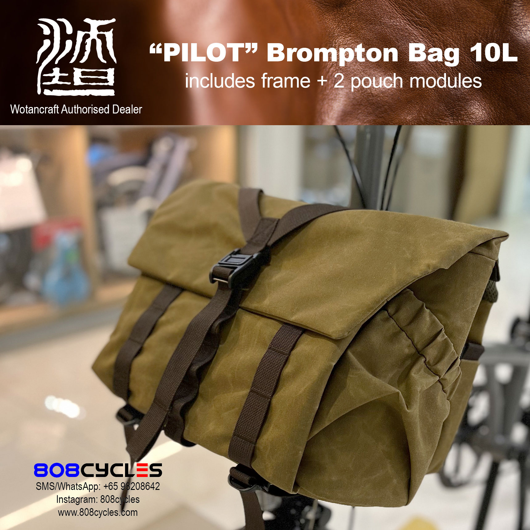 Wotancraft "Pilot" Brompton Bag 10L with 2 pouch modules