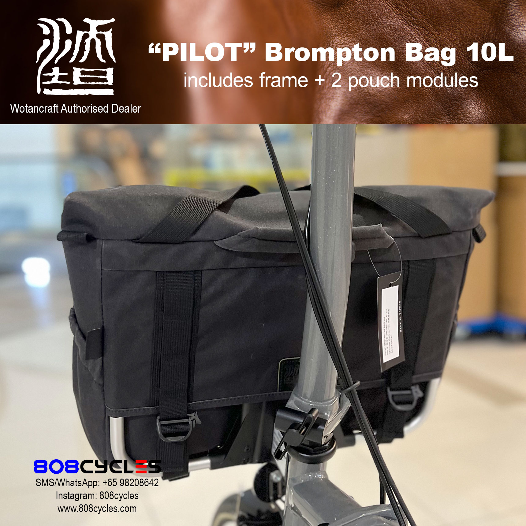 Wotancraft "Pilot" Brompton Bag 10L with 2 pouch modules - Image 13
