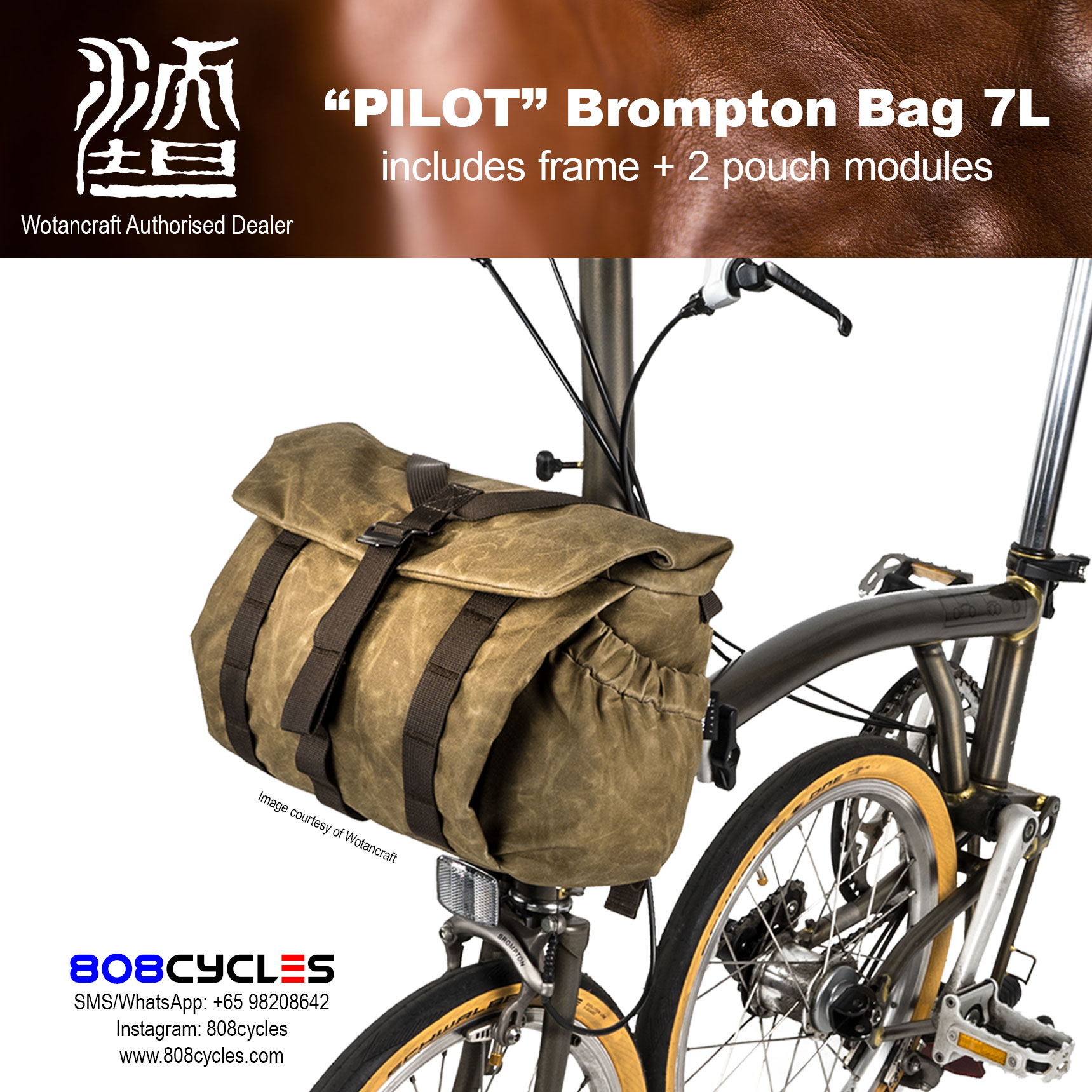 Wotancraft "Pilot" Brompton Bag 7L with 2 pouch modules