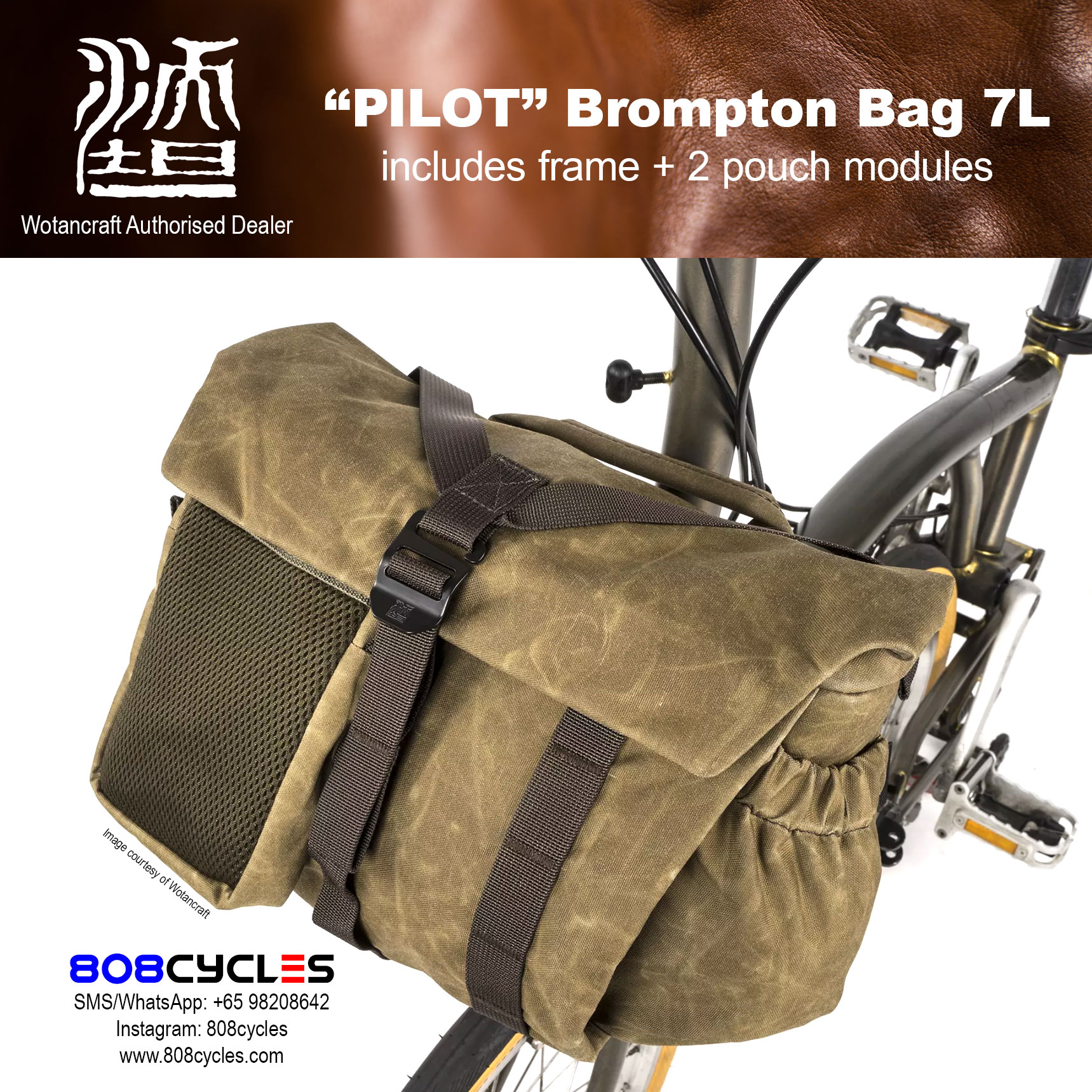 Wotancraft "Pilot" Brompton Bag 7L with 2 pouch modules - Image 4