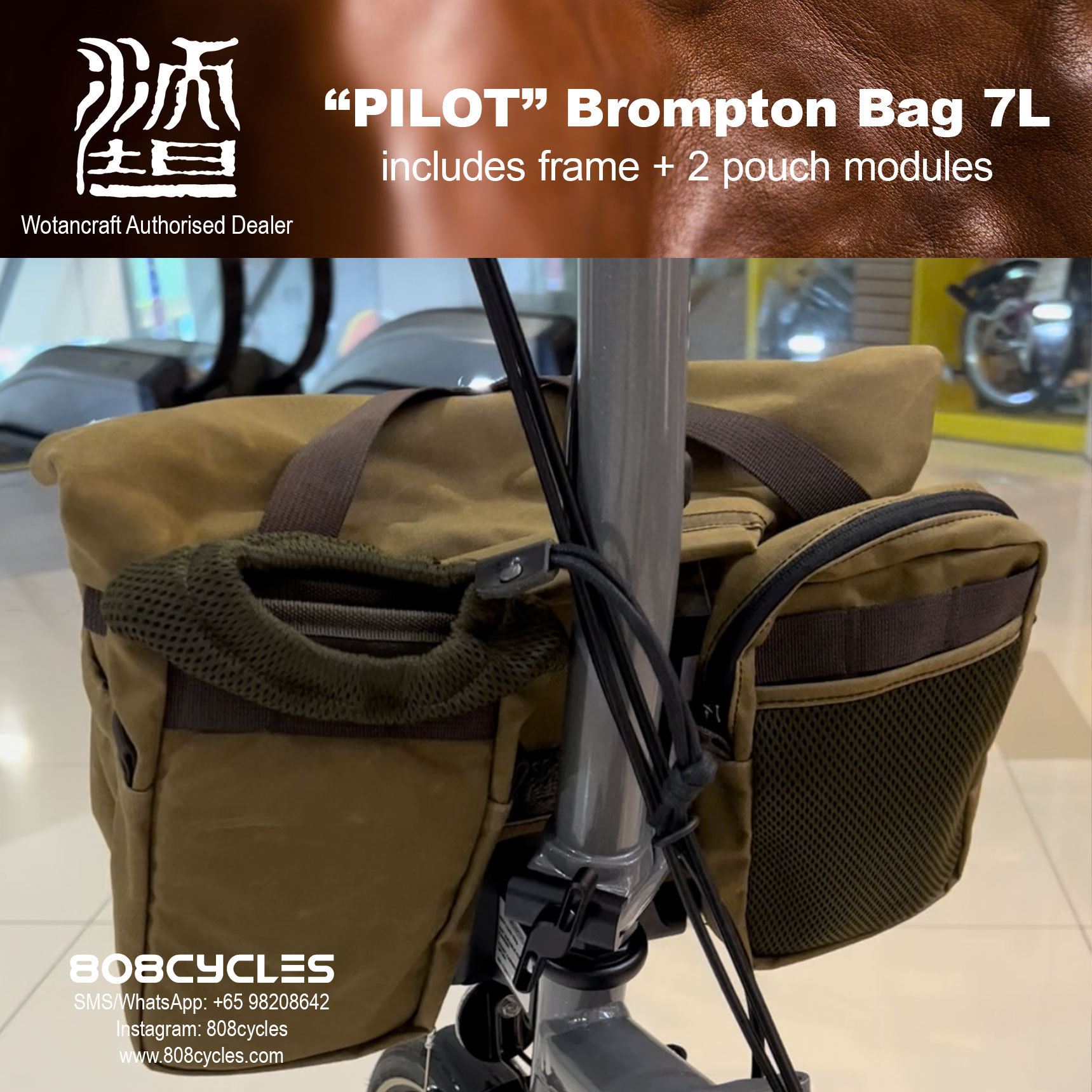 Wotancraft "Pilot" Brompton Bag 7L with 2 pouch modules - Image 8