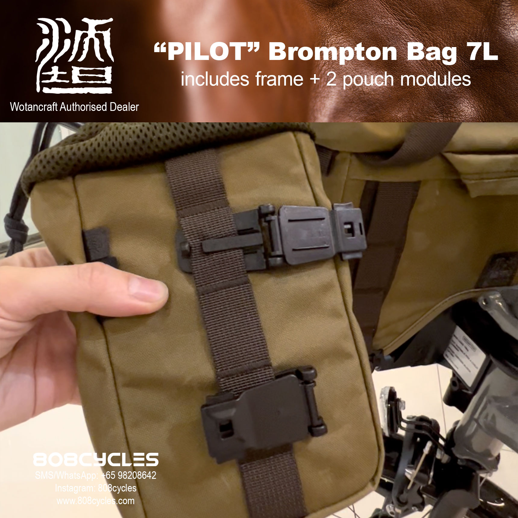 Wotancraft "Pilot" Brompton Bag 7L with 2 pouch modules - Image 9