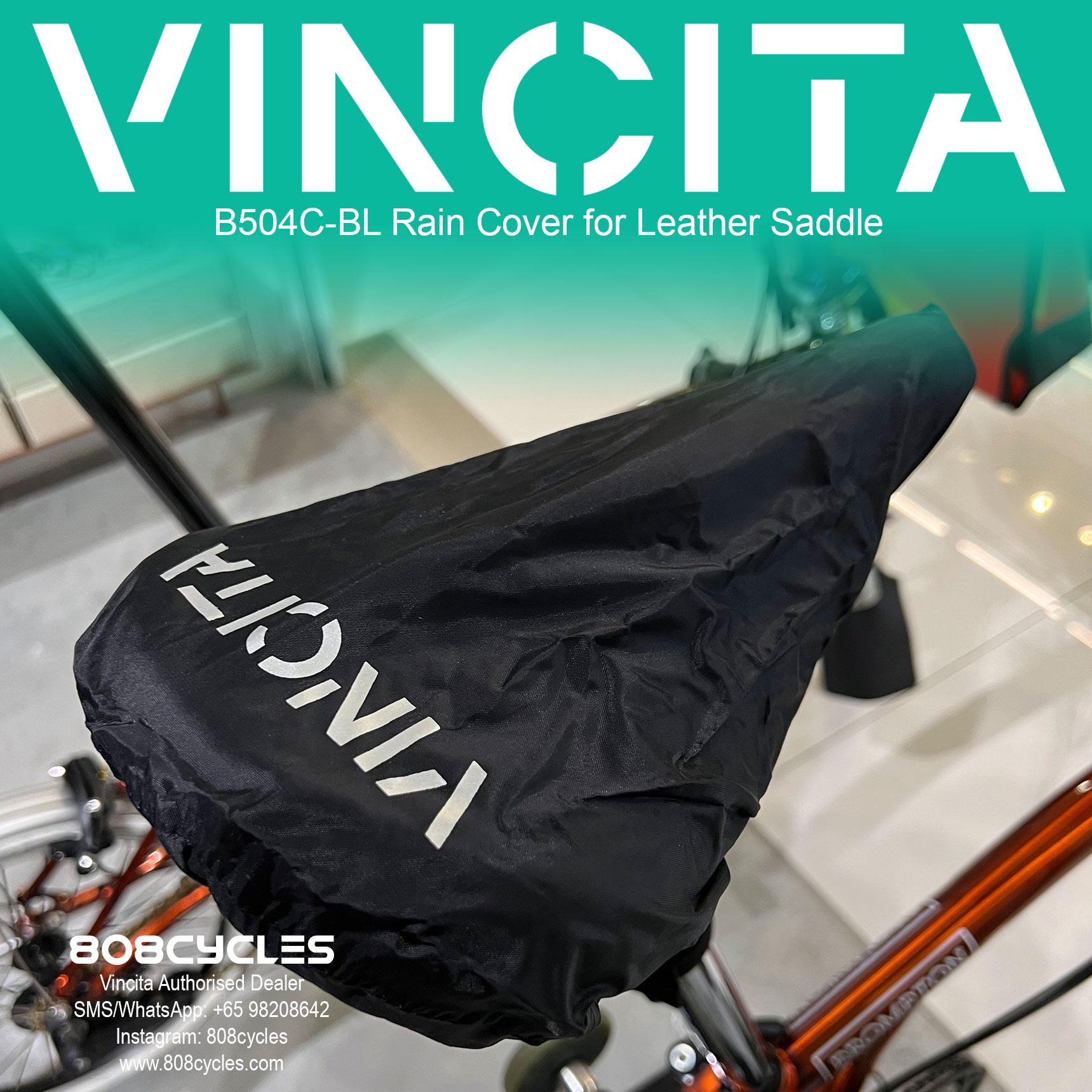 Vincita B504C-BL Waterproof Rain Cover for Leather Bicycle Saddles