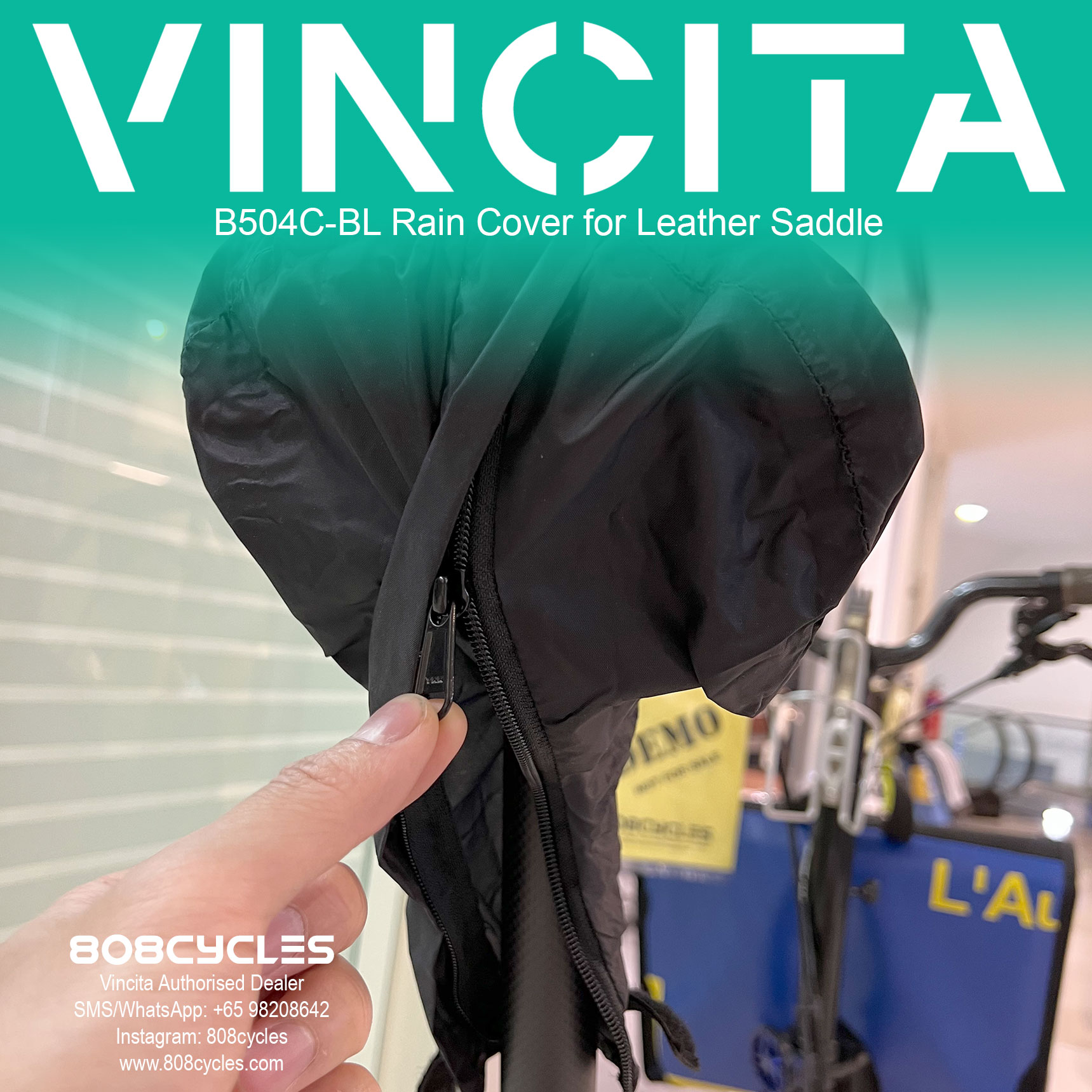 Vincita B504C-BL Waterproof Rain Cover for Leather Bicycle Saddles - Image 3