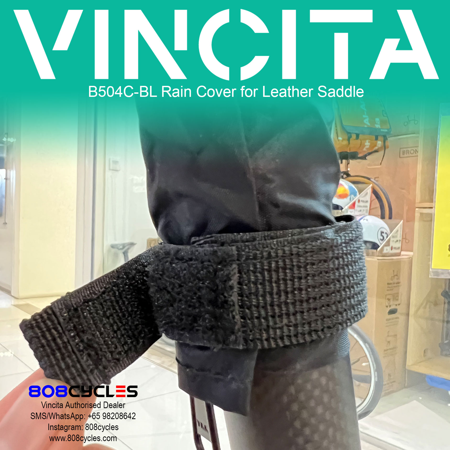 Vincita B504C-BL Waterproof Rain Cover for Leather Bicycle Saddles - Image 4