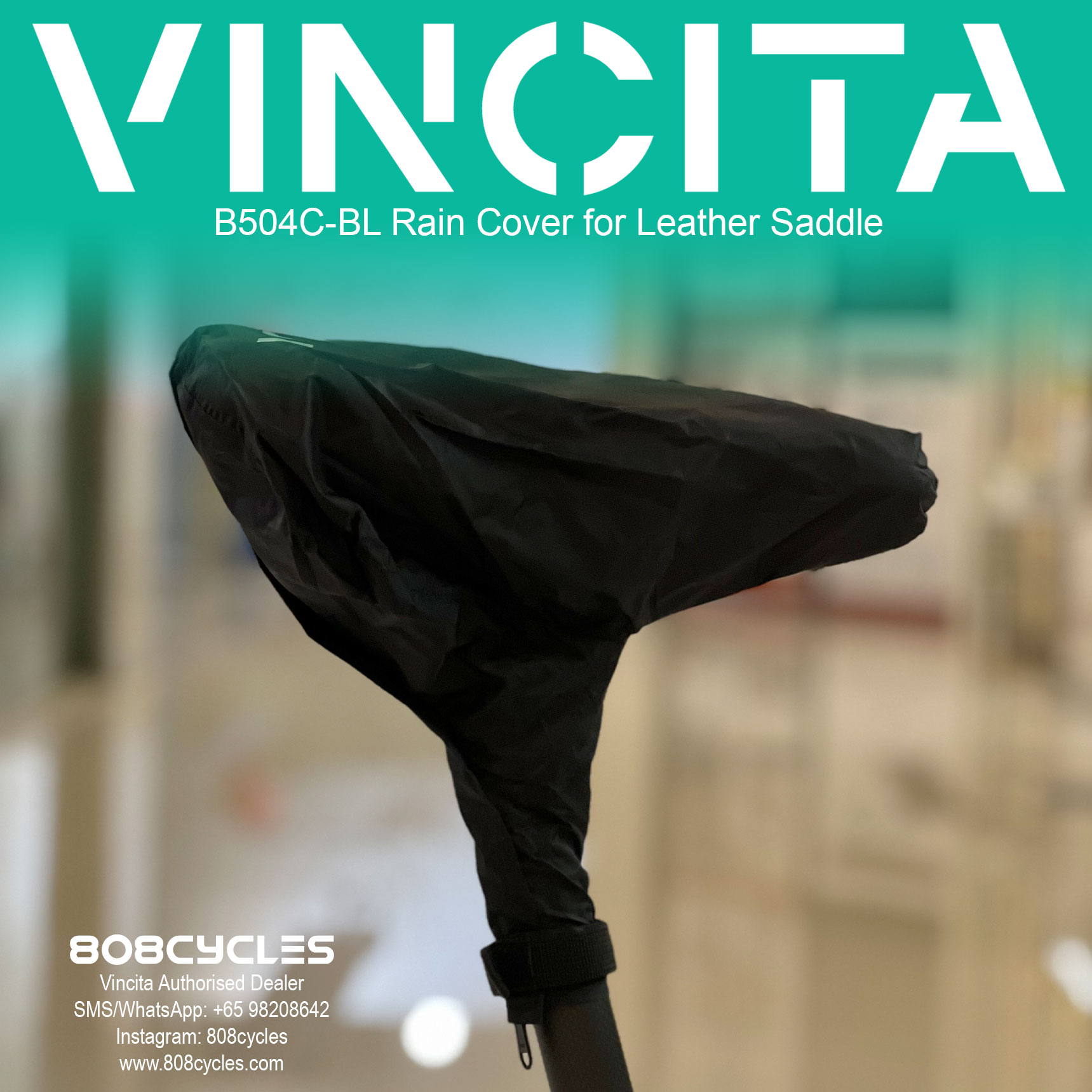 Vincita B504C-BL Waterproof Rain Cover for Leather Bicycle Saddles - Image 5