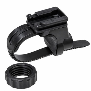 Cateye H-34N FlexTight bicycle headlight bracket and tightening dial on white background