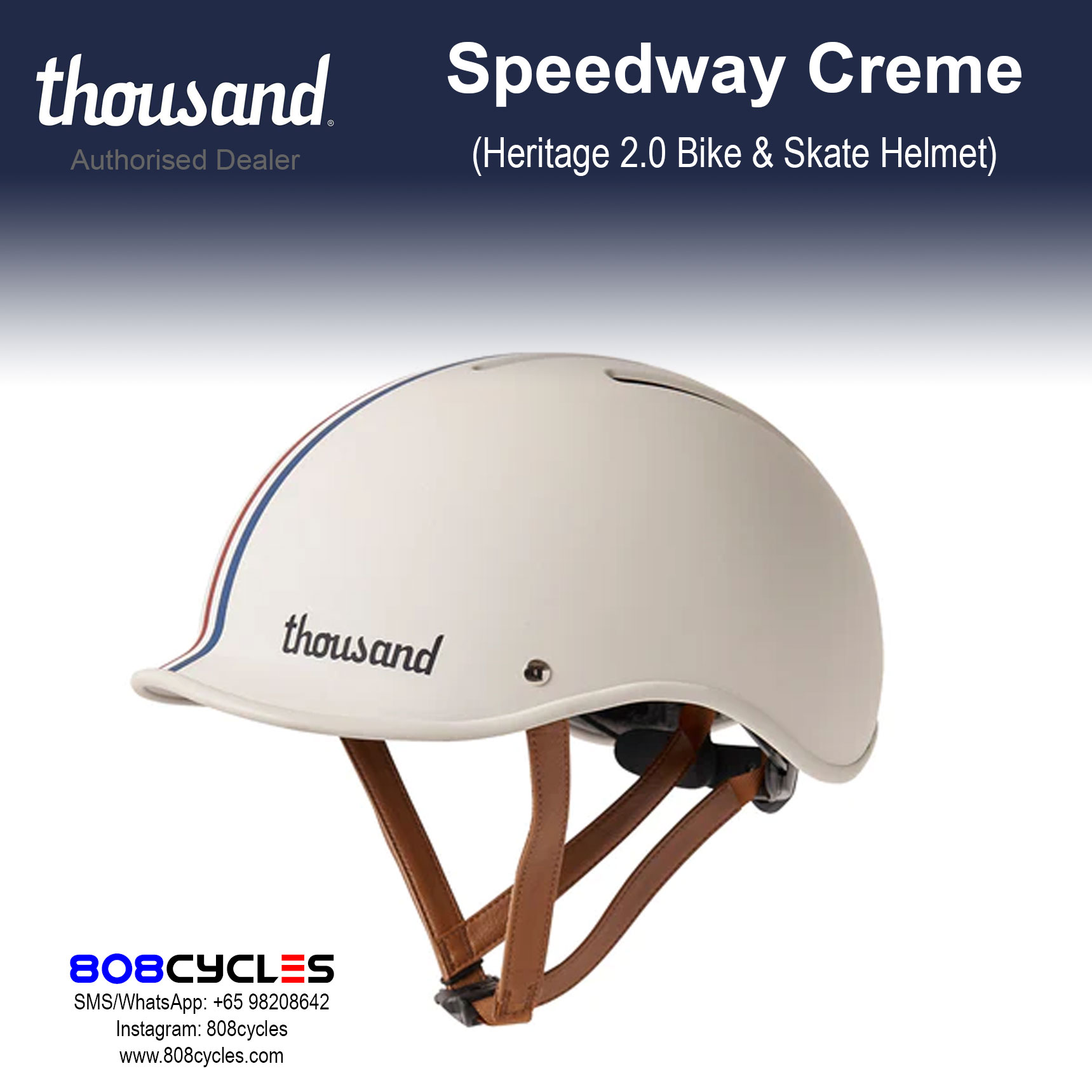 Thousand Heritage 2.0 Bike & Skate Helmet - Speedway Creme - Image 7