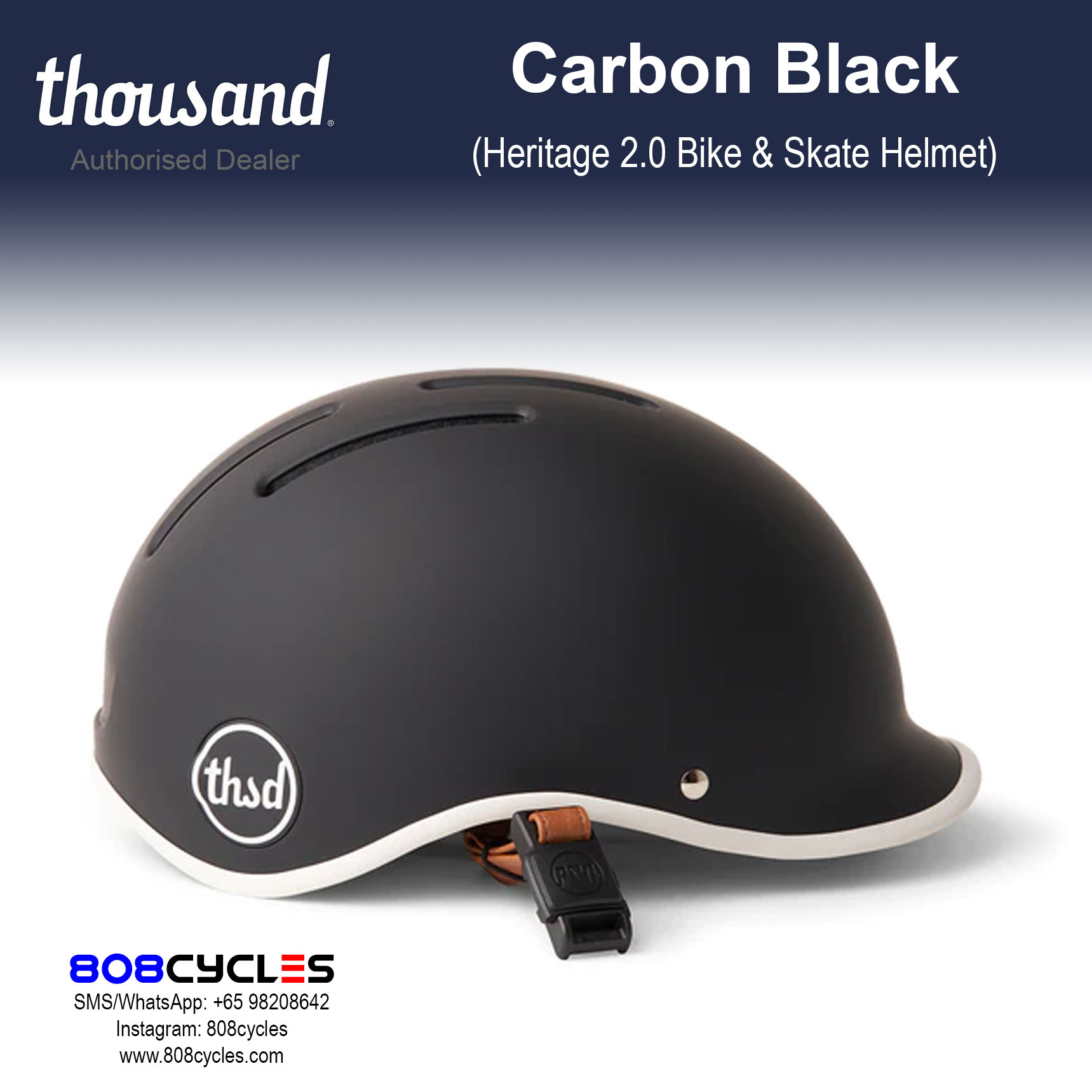 Thousand Heritage 2.0 Bike & Skate Helmet - Carbon Black - Image 3