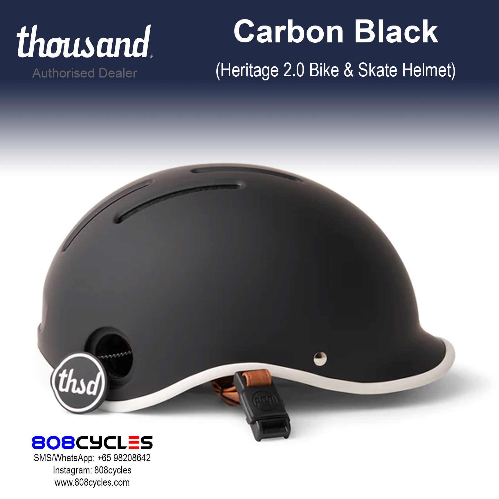 Thousand Heritage 2.0 Bike & Skate Helmet - Carbon Black - Image 4