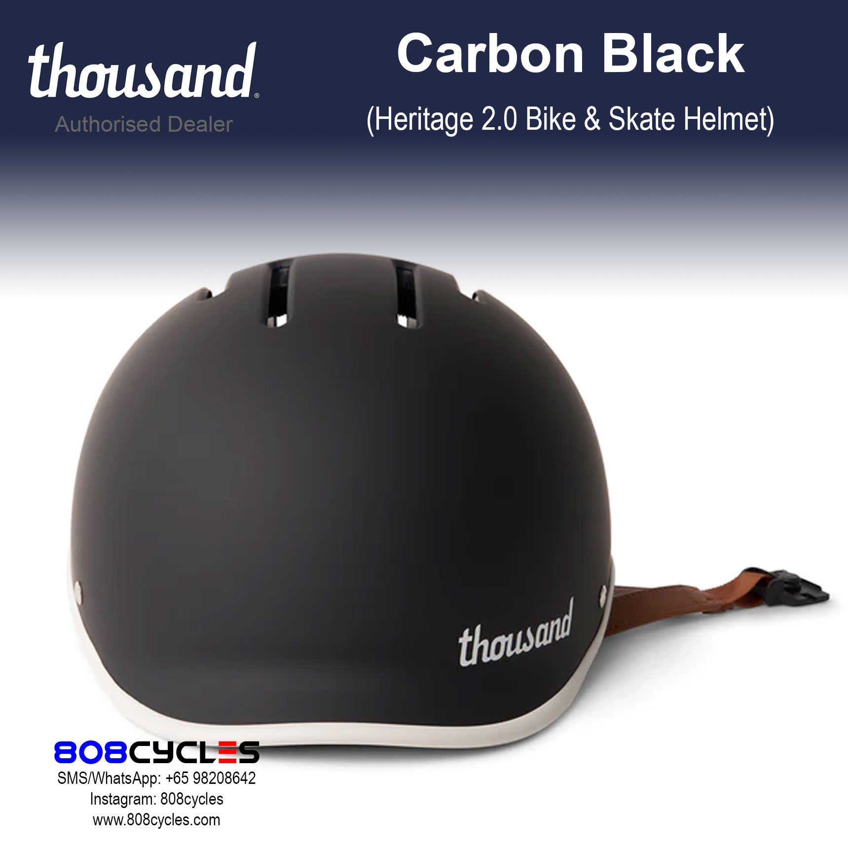 Thousand Heritage 2.0 Bike & Skate Helmet - Carbon Black - Image 5