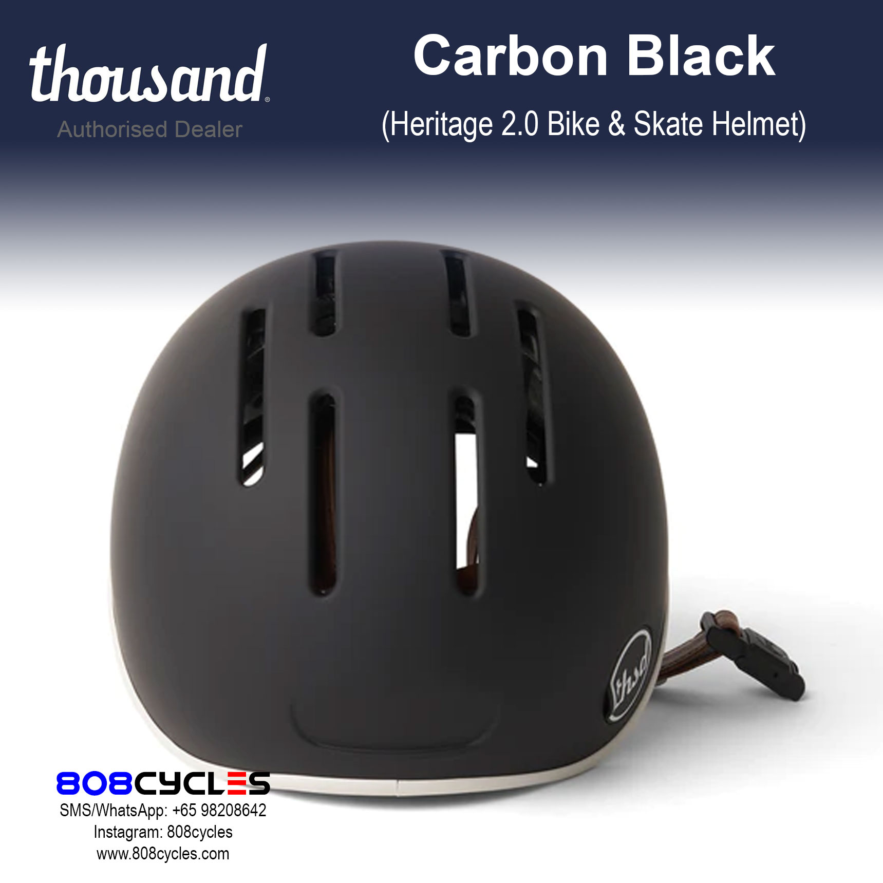 Thousand Heritage 2.0 Bike & Skate Helmet - Carbon Black - Image 6