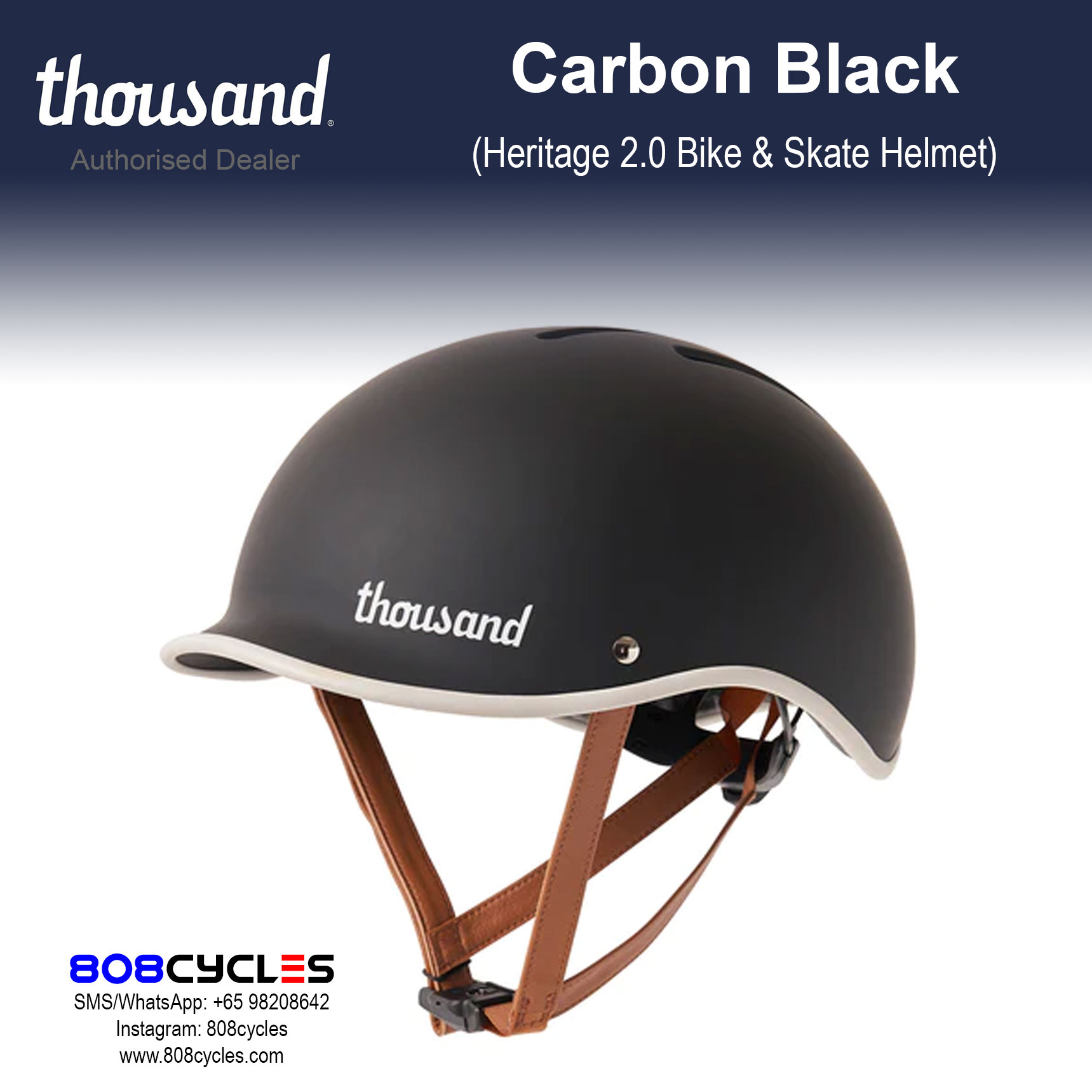 Thousand Heritage 2.0 Bike & Skate Helmet - Carbon Black - Image 7