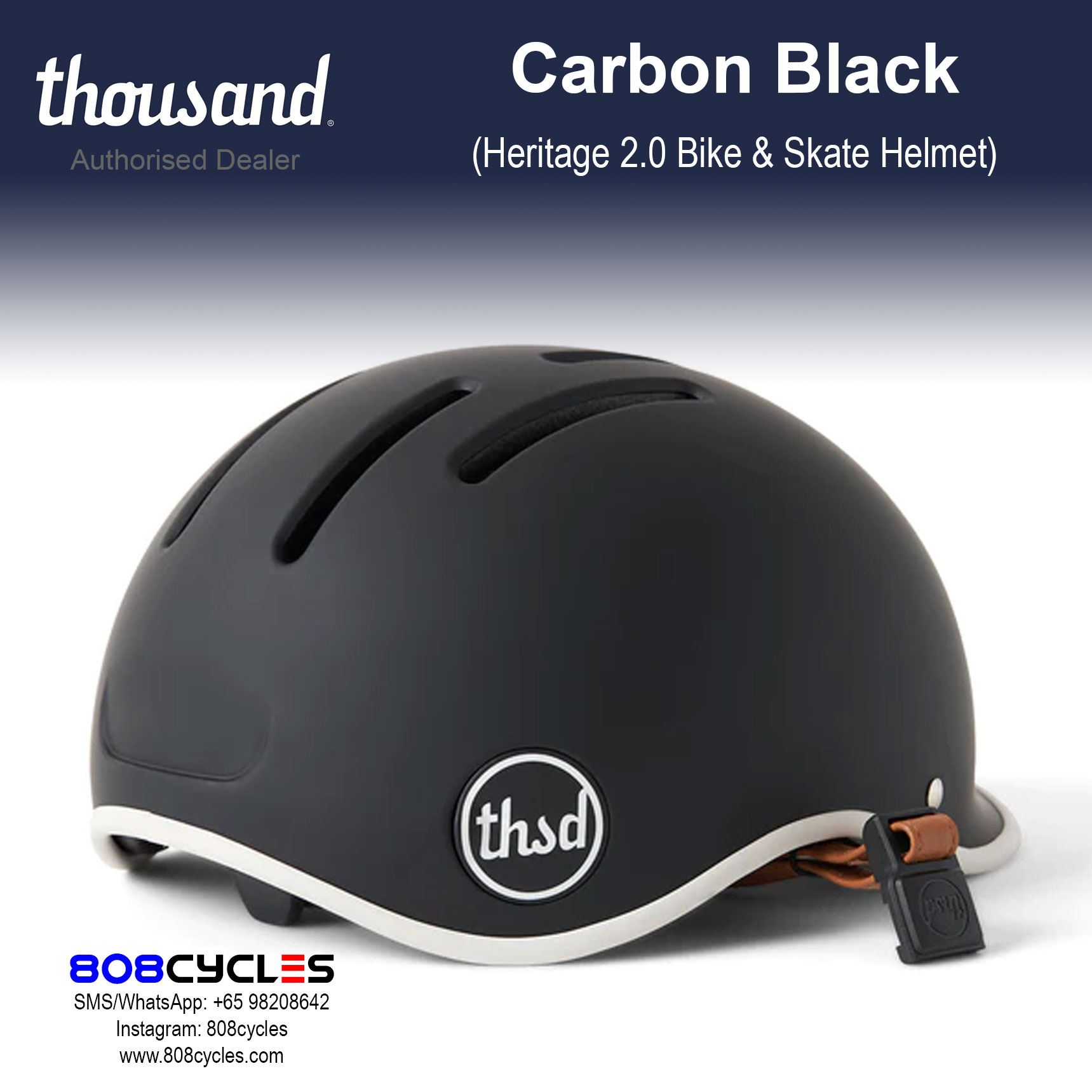Thousand Heritage 2.0 Bike & Skate Helmet - Carbon Black - Image 8