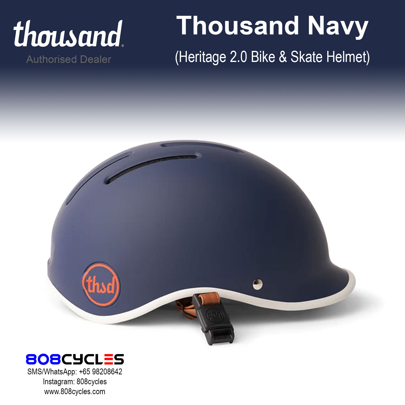 Thousand Heritage 2.0 Bike & Skate Helmet - Thousand Navy - Image 3