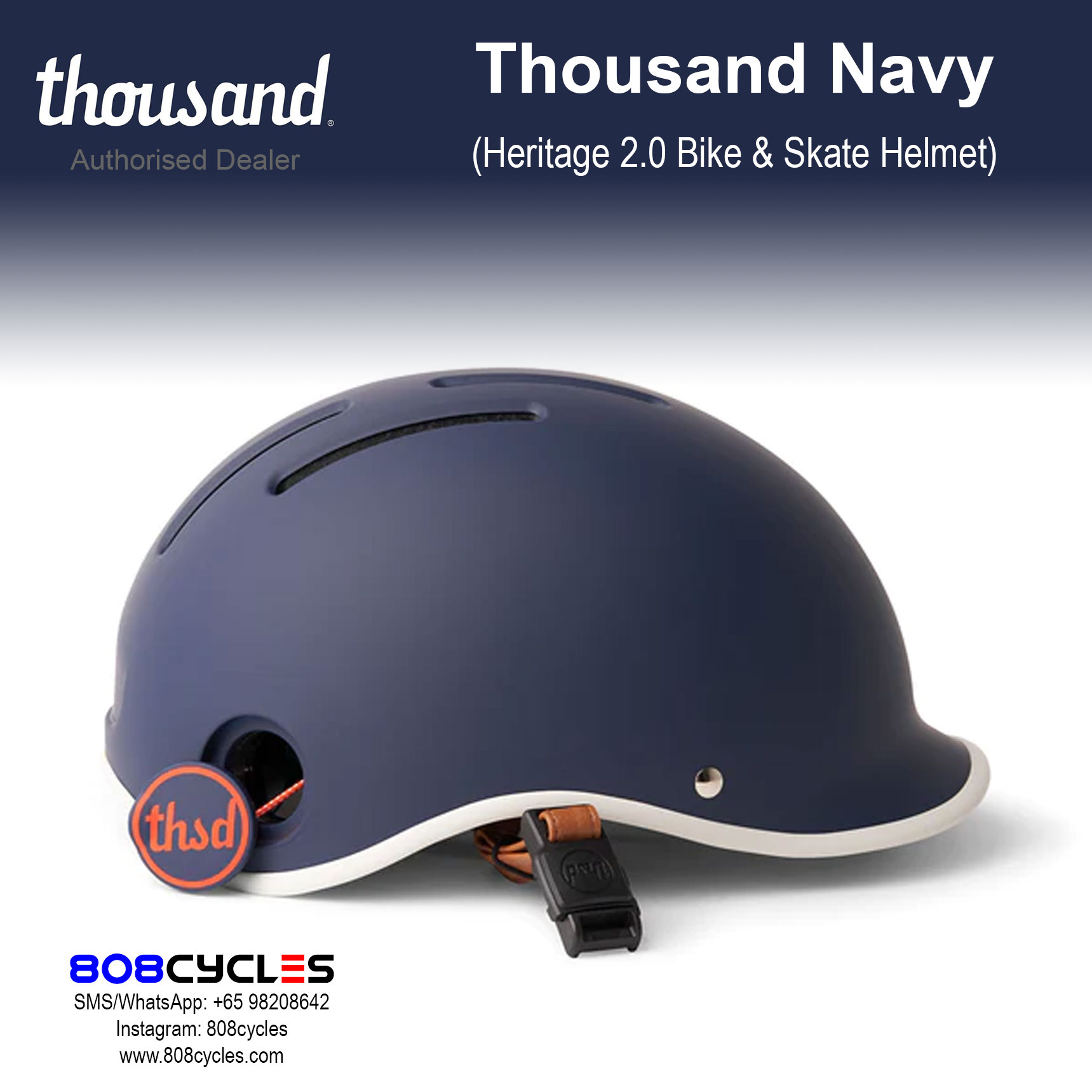 Thousand Heritage 2.0 Bike & Skate Helmet - Thousand Navy - Image 4