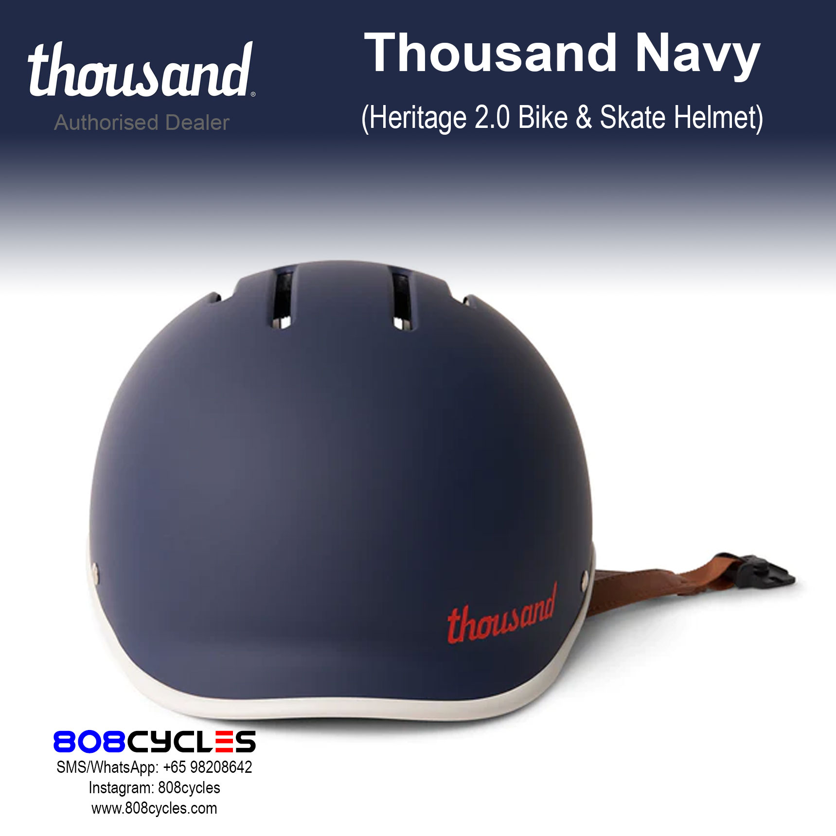 Thousand Heritage 2.0 Bike & Skate Helmet - Thousand Navy - Image 5