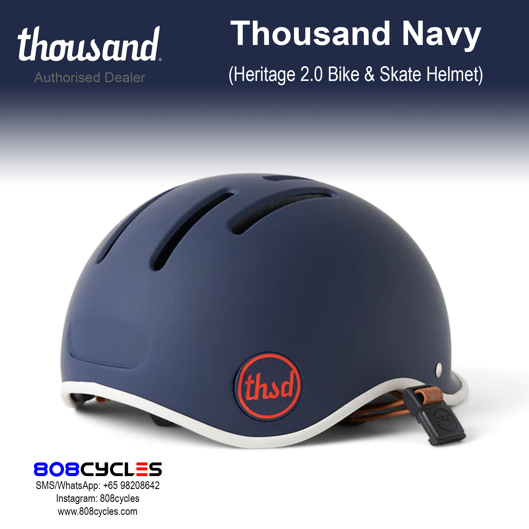 Thousand Heritage 2.0 Bike & Skate Helmet - Thousand Navy - Image 8