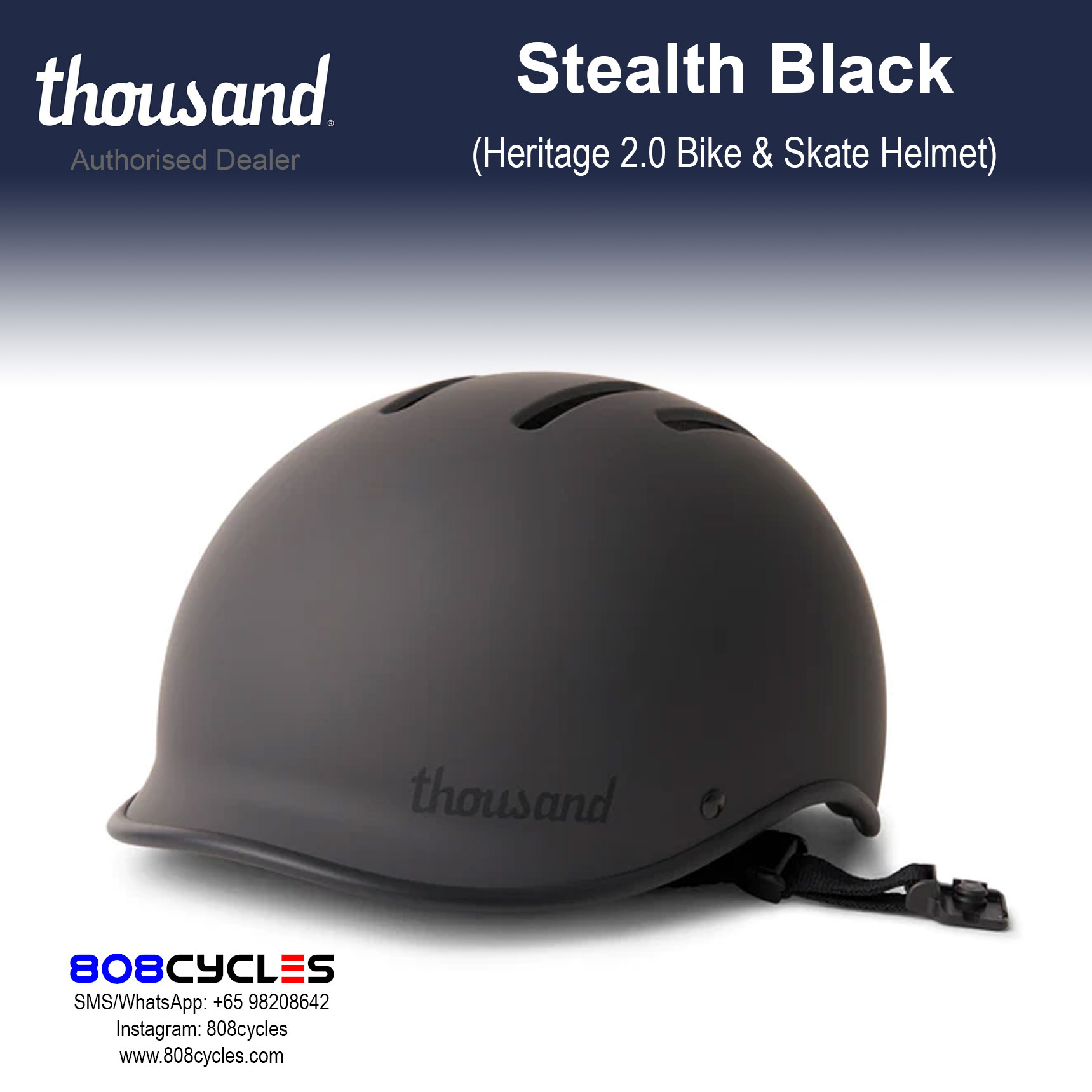 Thousand Heritage 2.0 Bike & Skate Helmet - Stealth Black